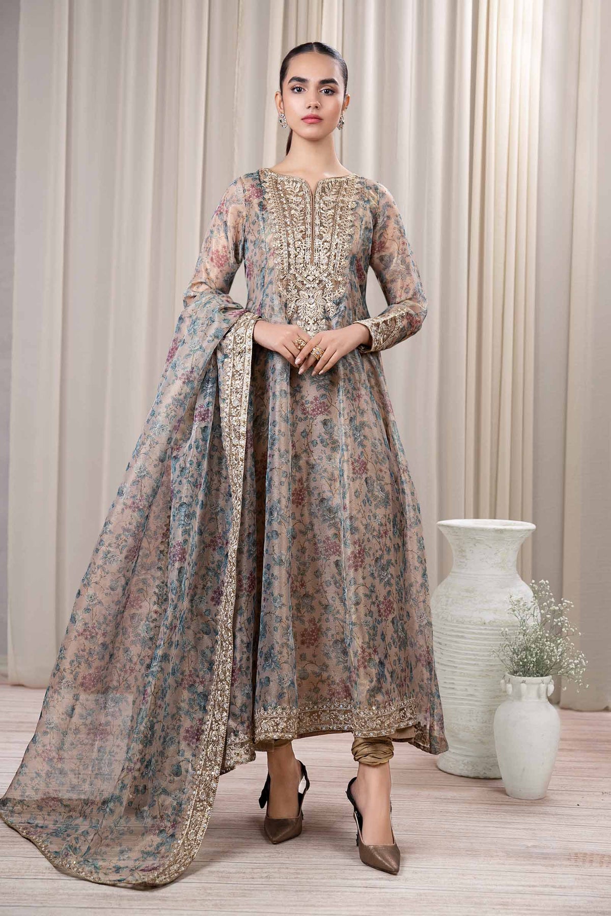 3 Piece Printed Organza Masoori Net Suit
