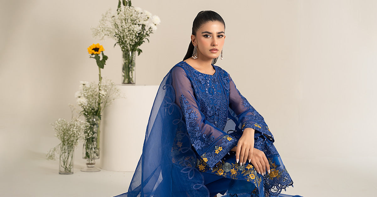 3 Piece Embroidered Organza Suit