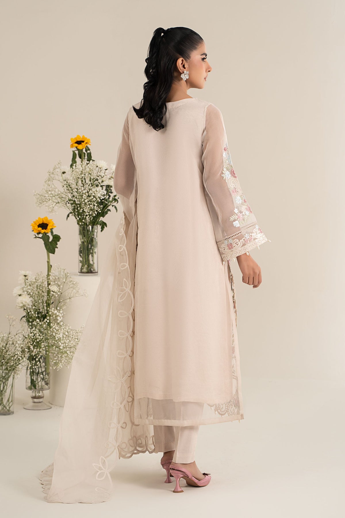 3 Piece Embroidered Organza Suit