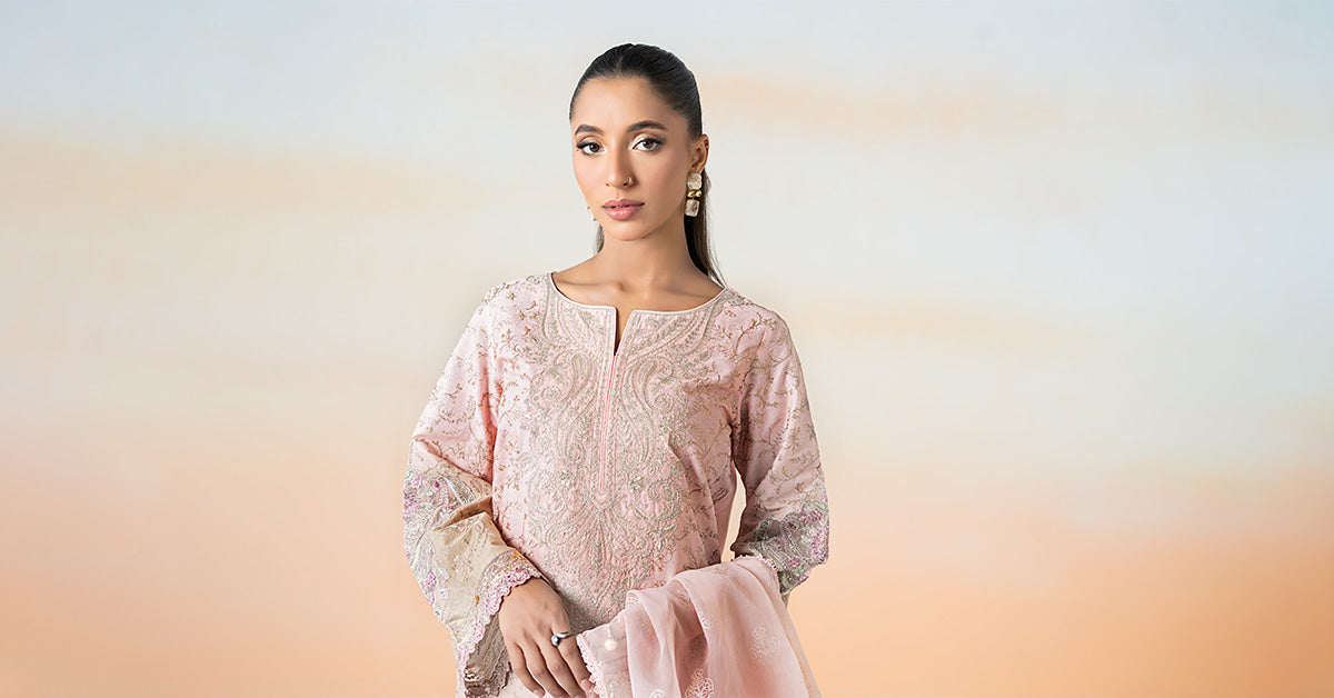 3 Piece Embroidered Self Jacquard Lawn Suit