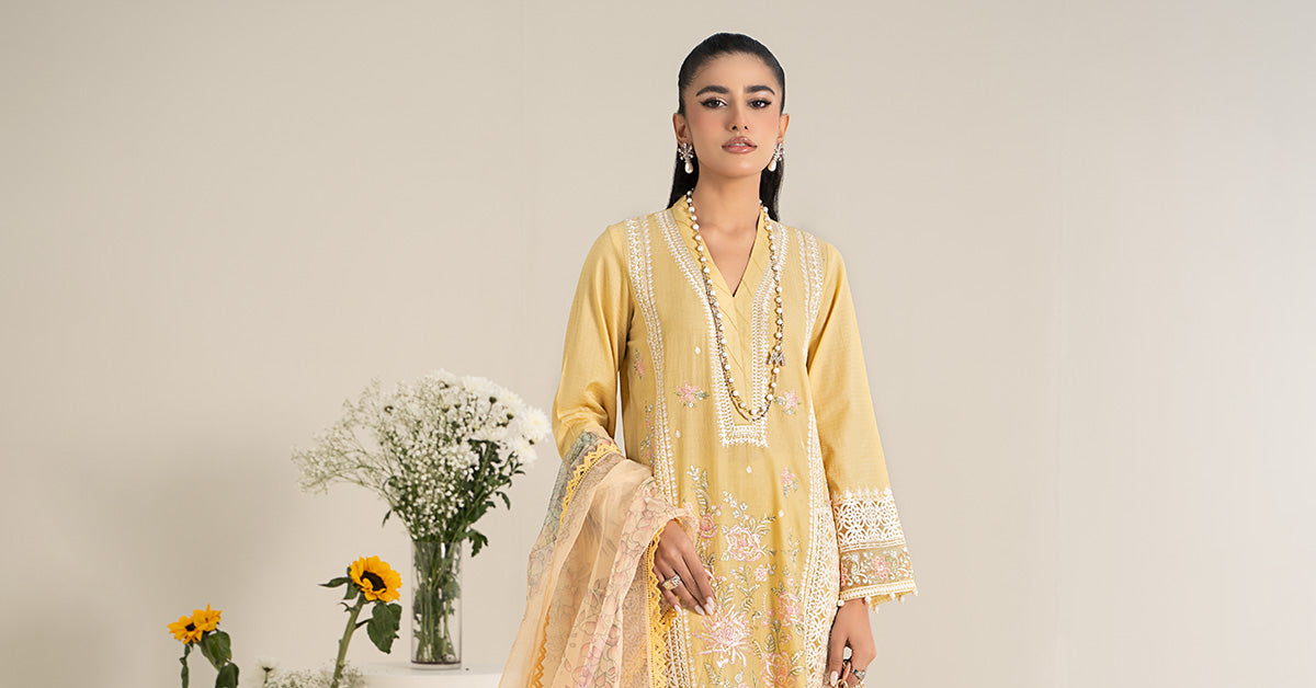 3 Piece Embroidered Dobby Lawn Suit