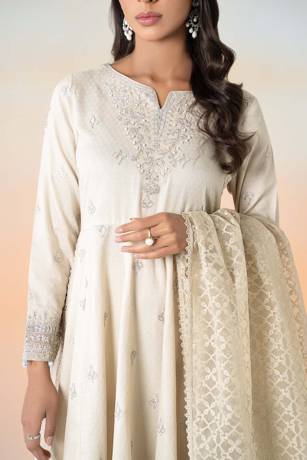 3 Piece Embroidered Dobby Lawn Suit