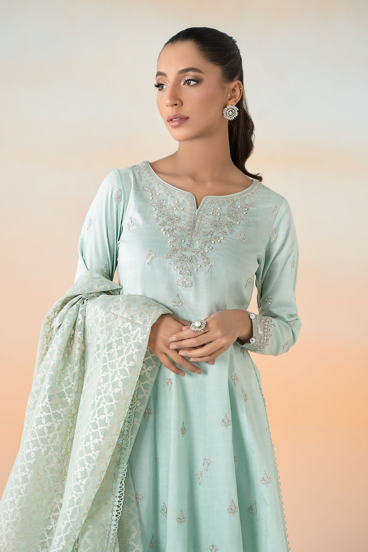 3 Piece Embroidered Dobby Lawn Suit