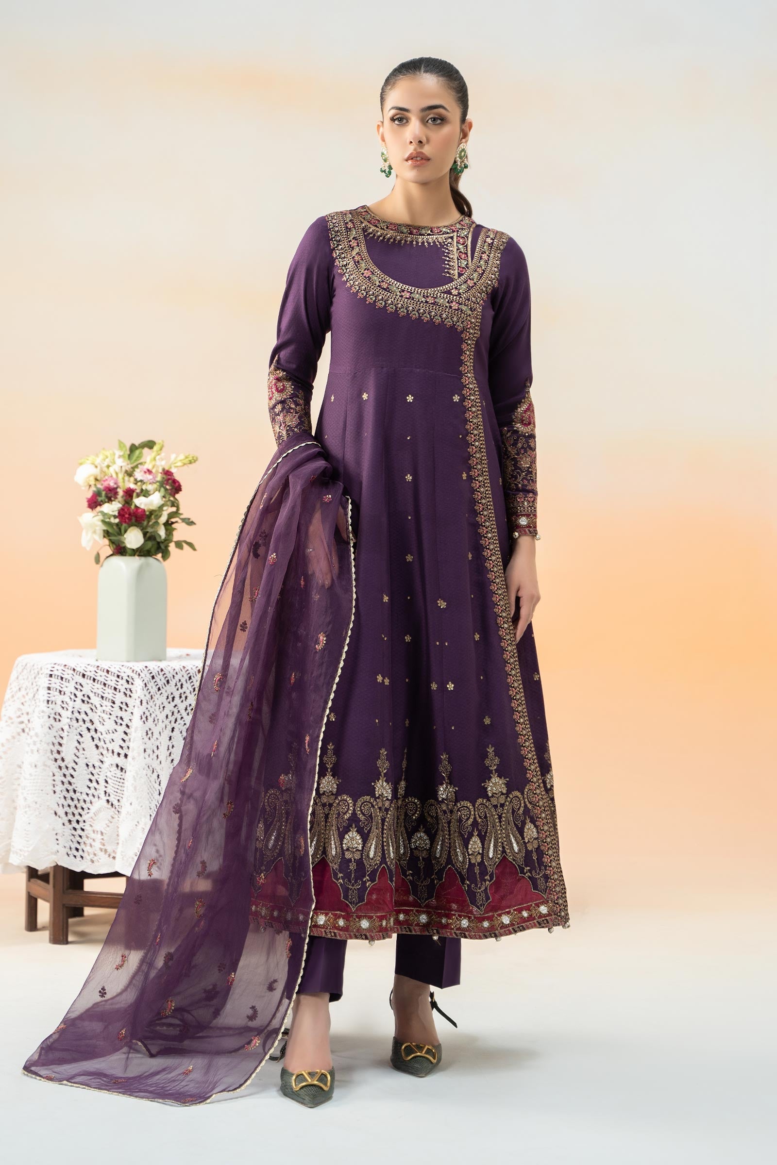 3 Piece Embroidered Dobby Lawn Suit