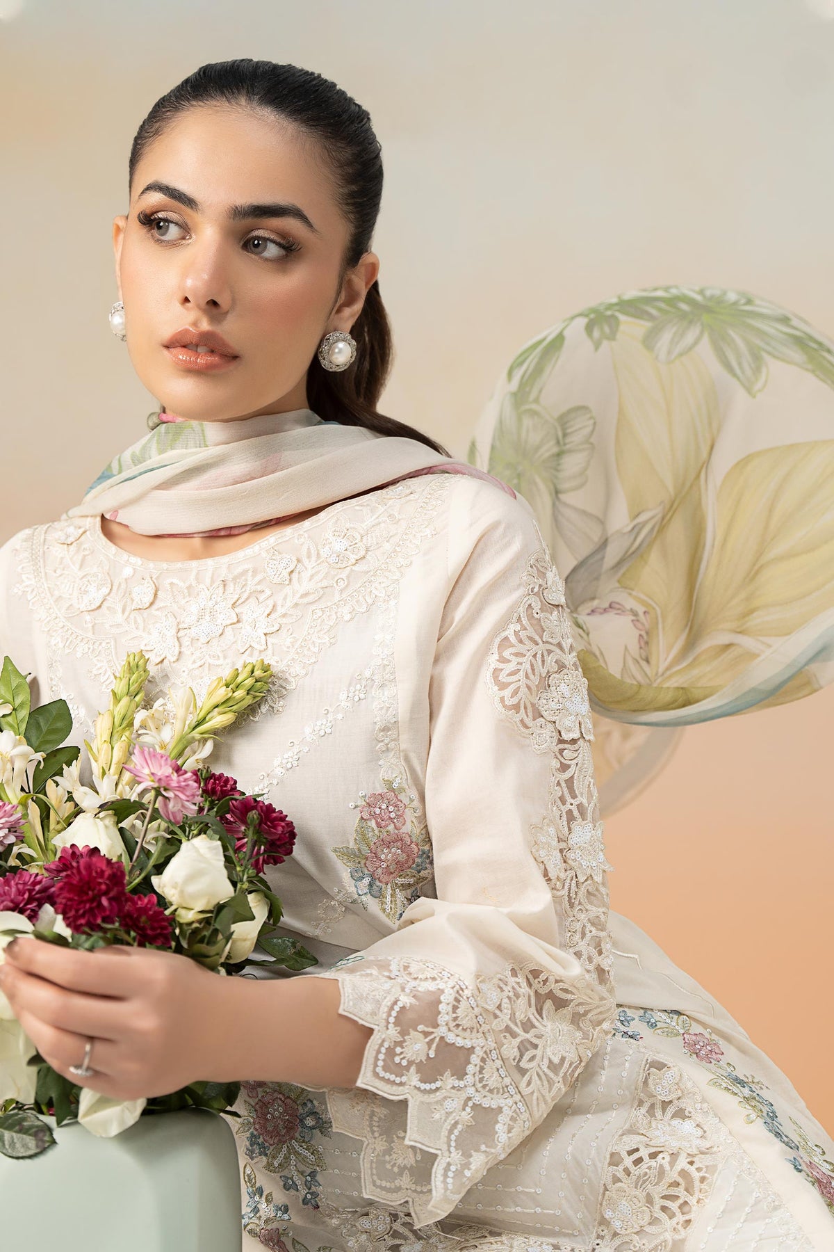 3 Piece Embroidered Dobby Lawn Suit