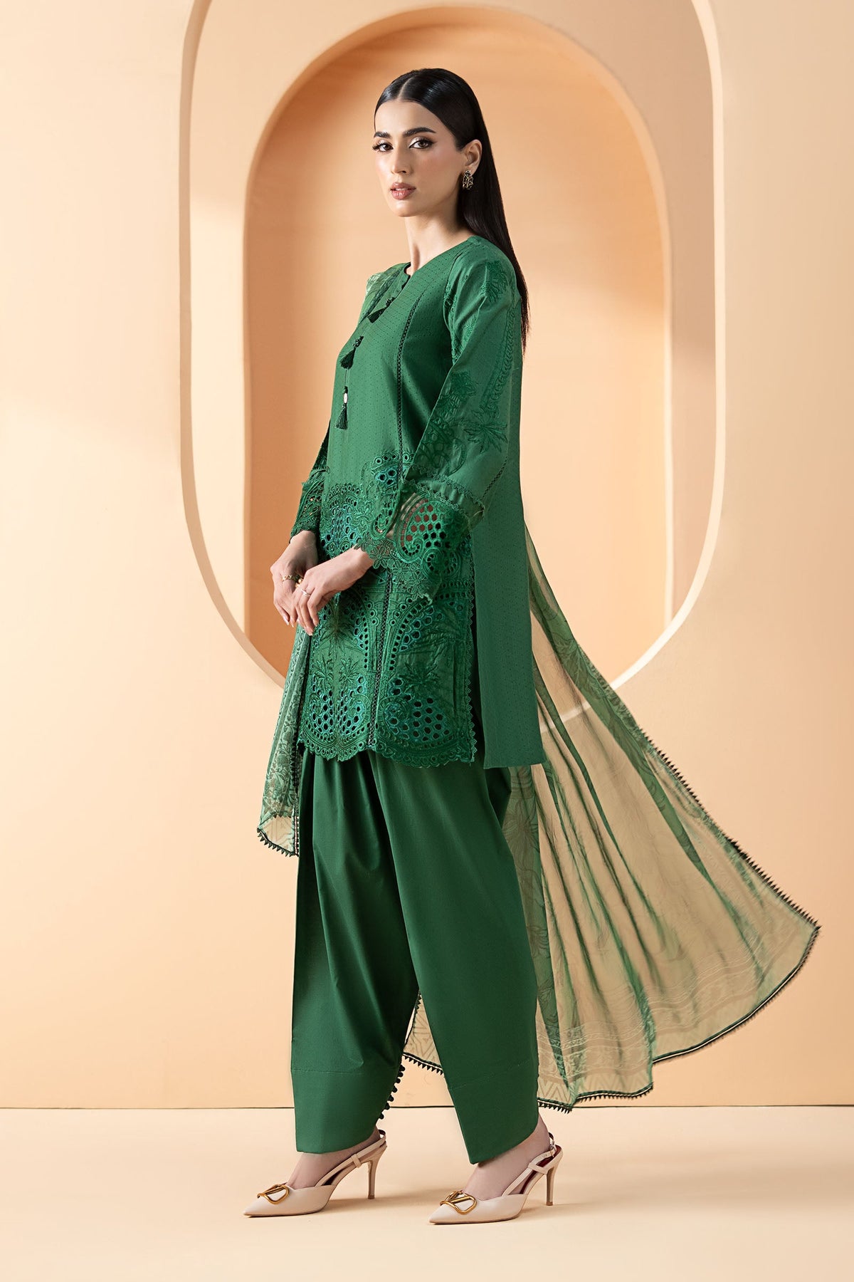 3 Piece Embroidered Dobby Lawn Suit