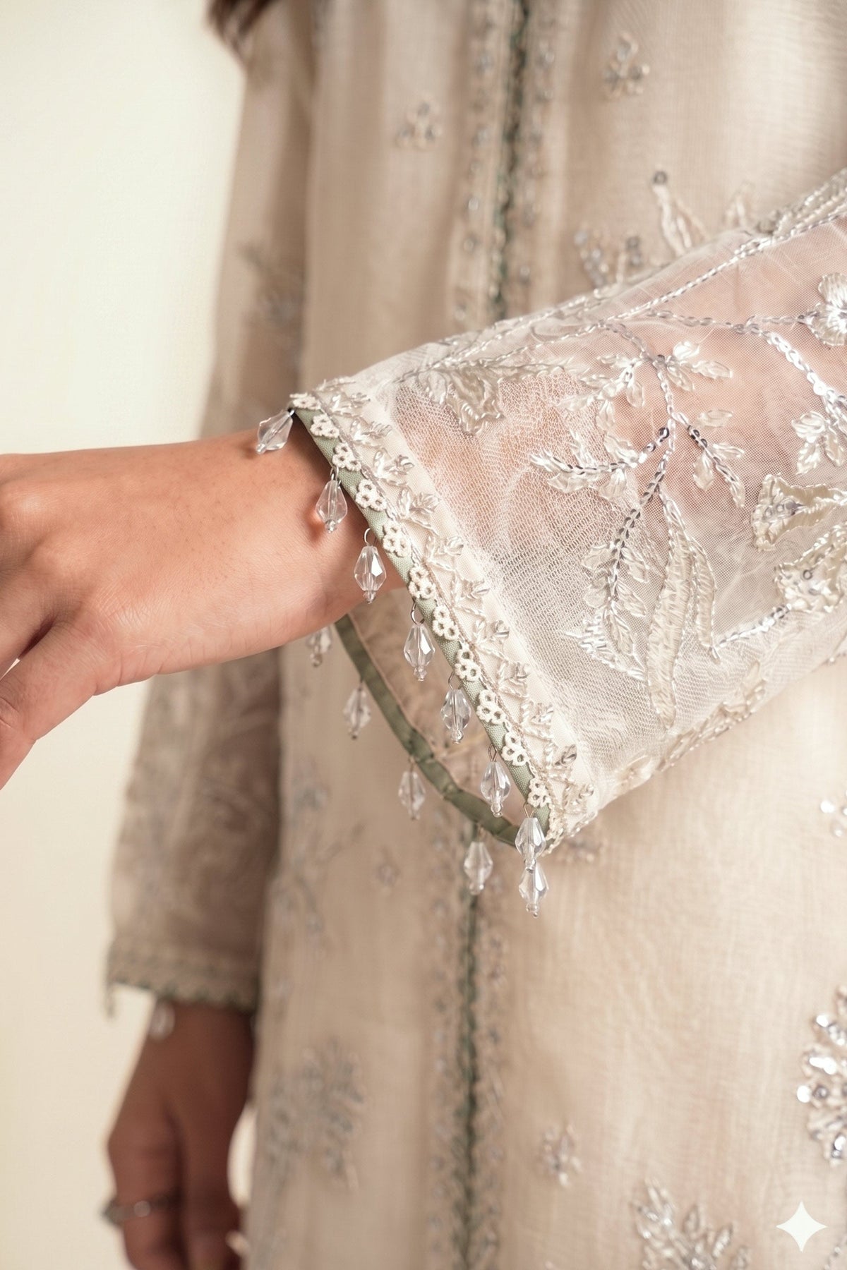 3 Piece Embroidered Cotton Net Suit