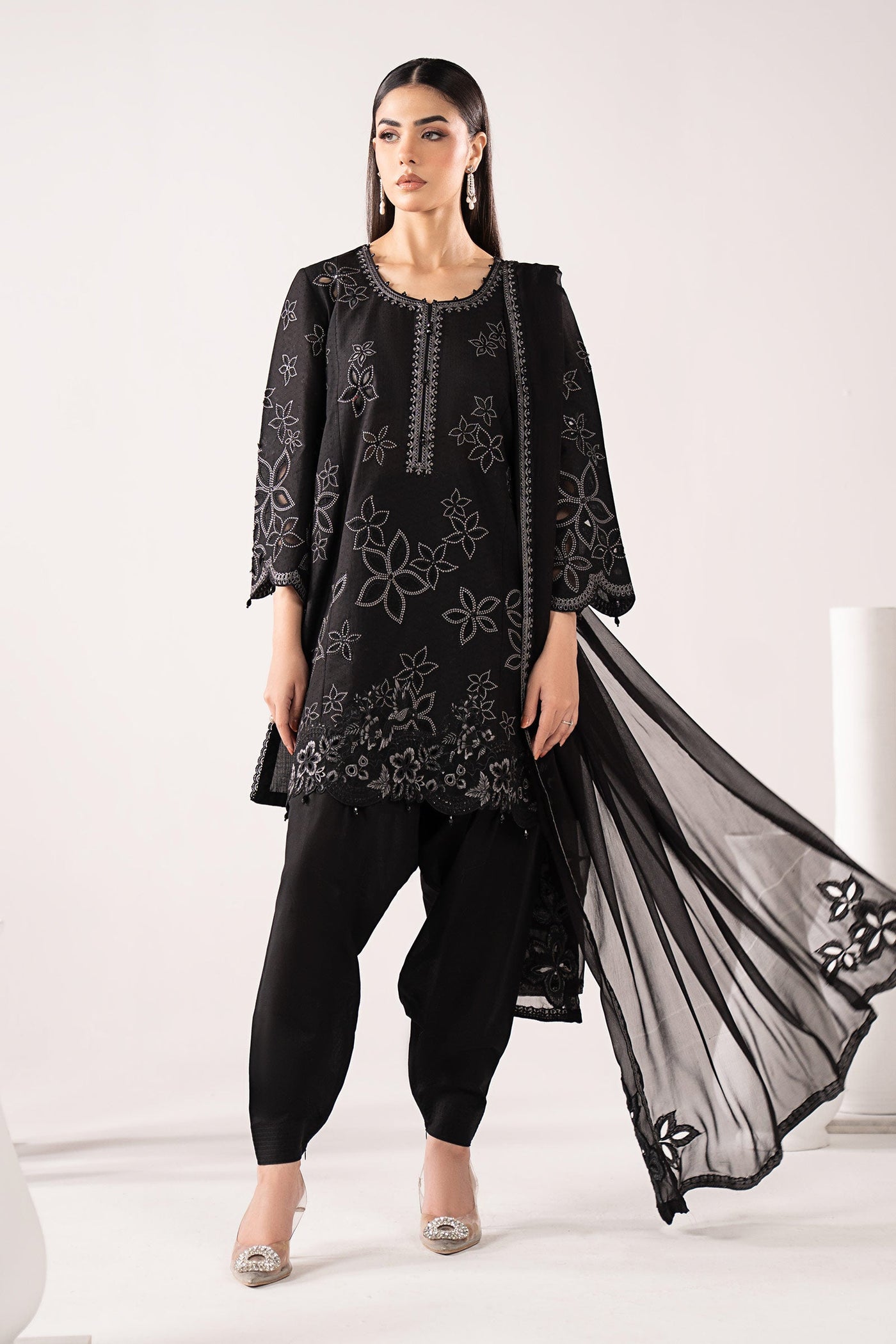 3 Piece Embroidered Dobby Lawn Suit