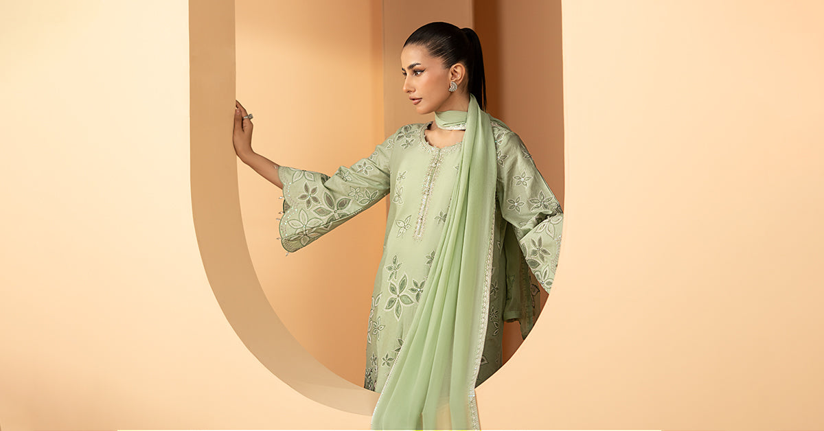 3 Piece Embroidered Dobby Lawn Suit