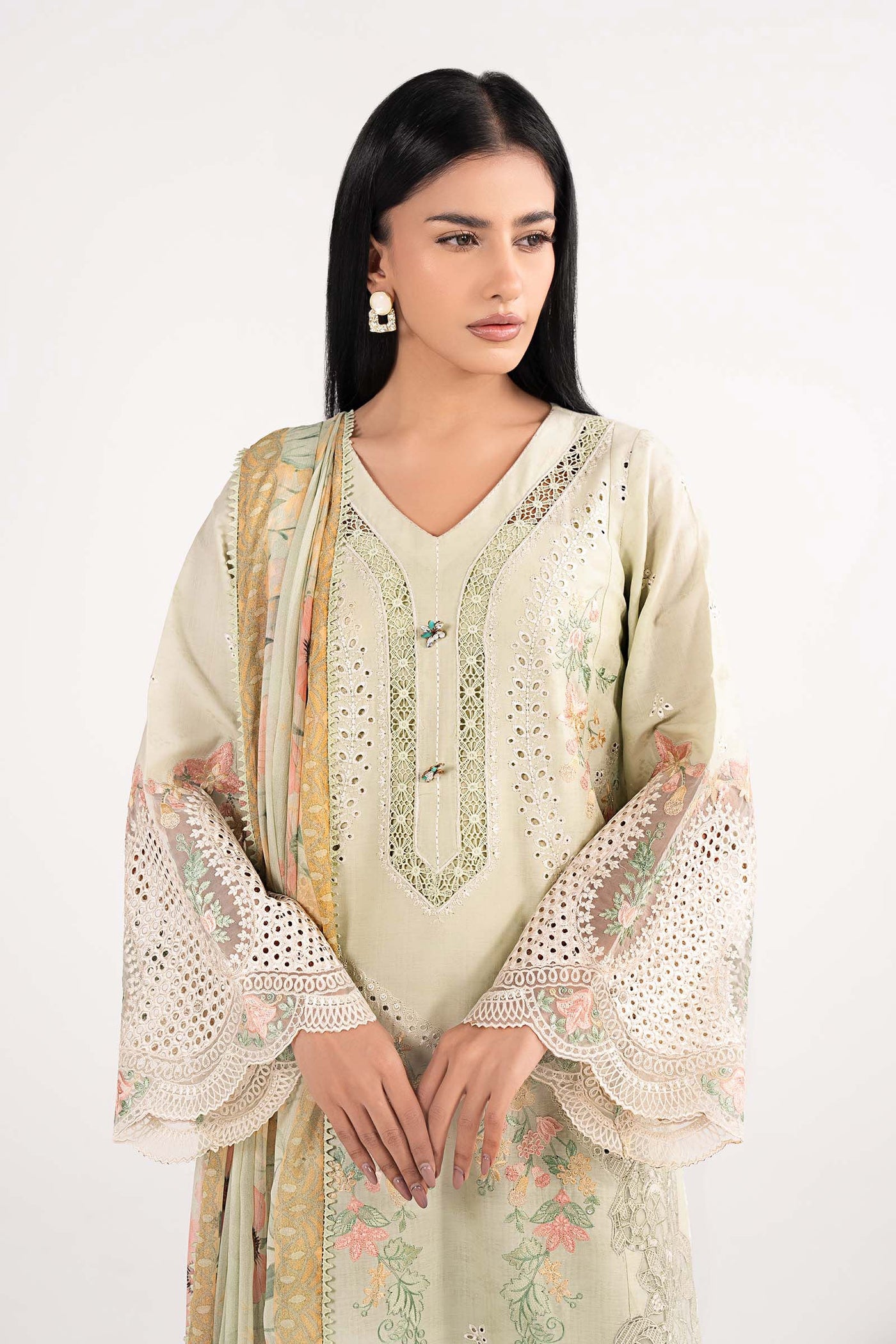 3 Piece Embroidered Dobby Lawn Suit