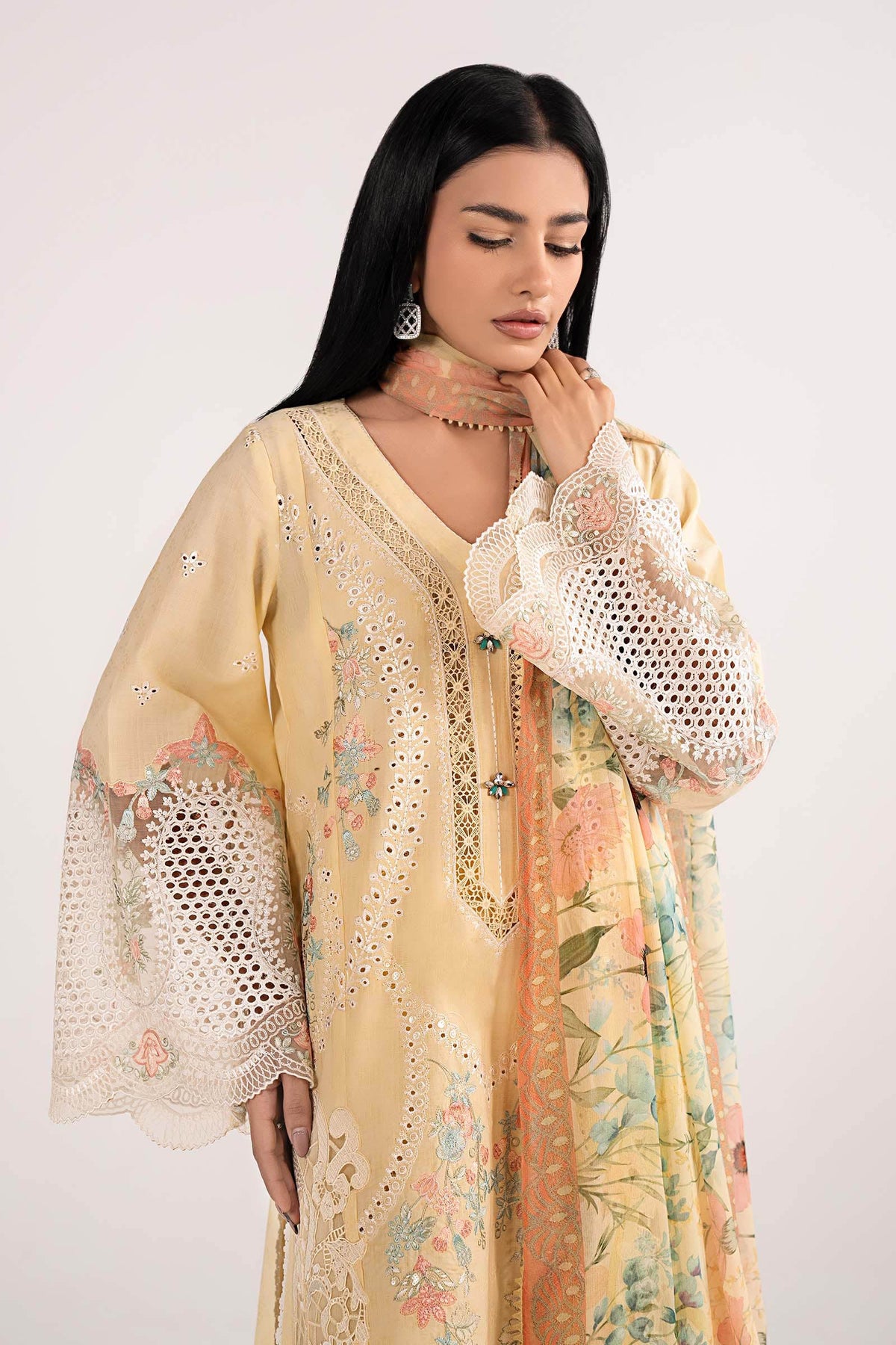 3 Piece Embroidered Dobby Lawn Suit