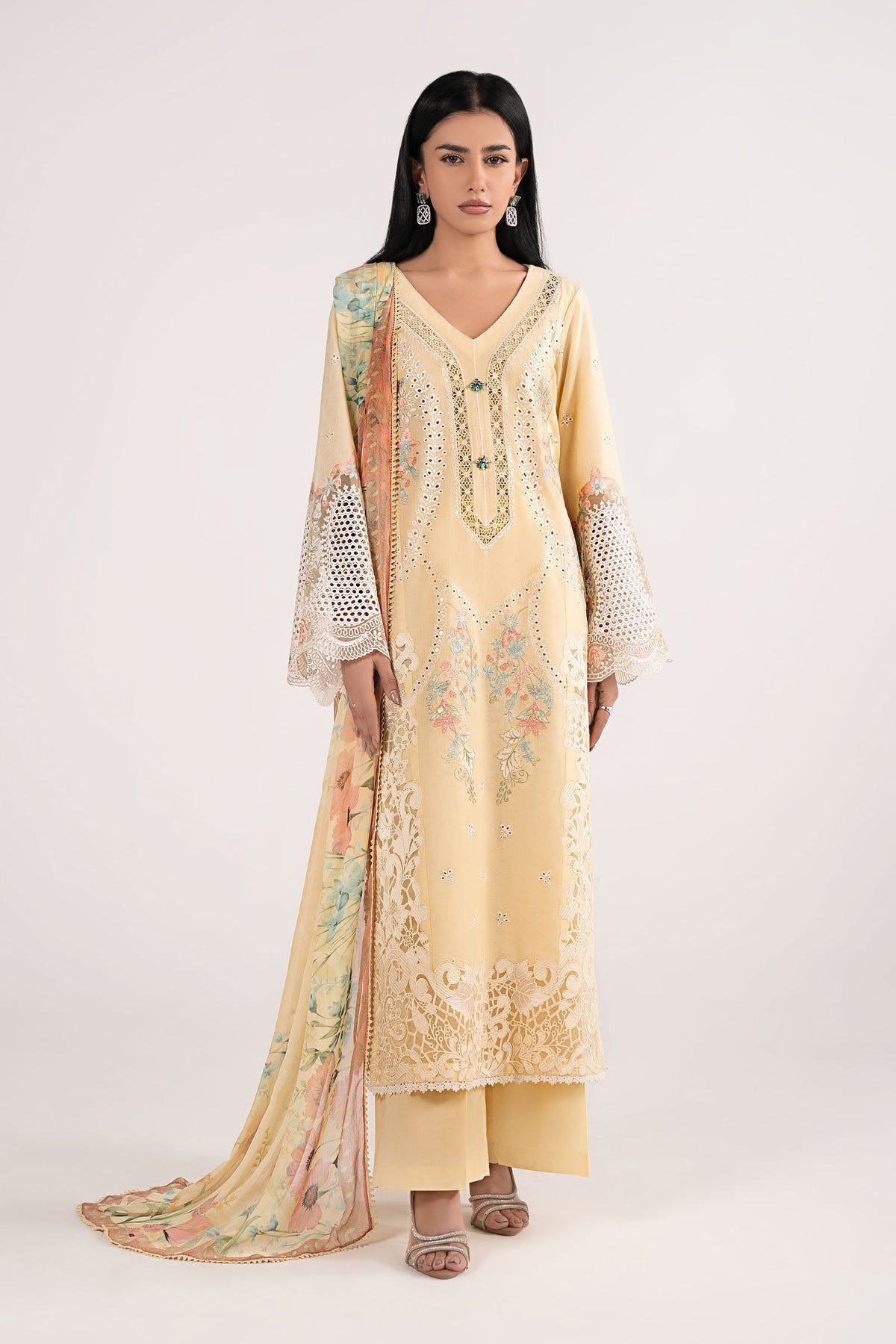 3 Piece Embroidered Dobby Lawn Suit