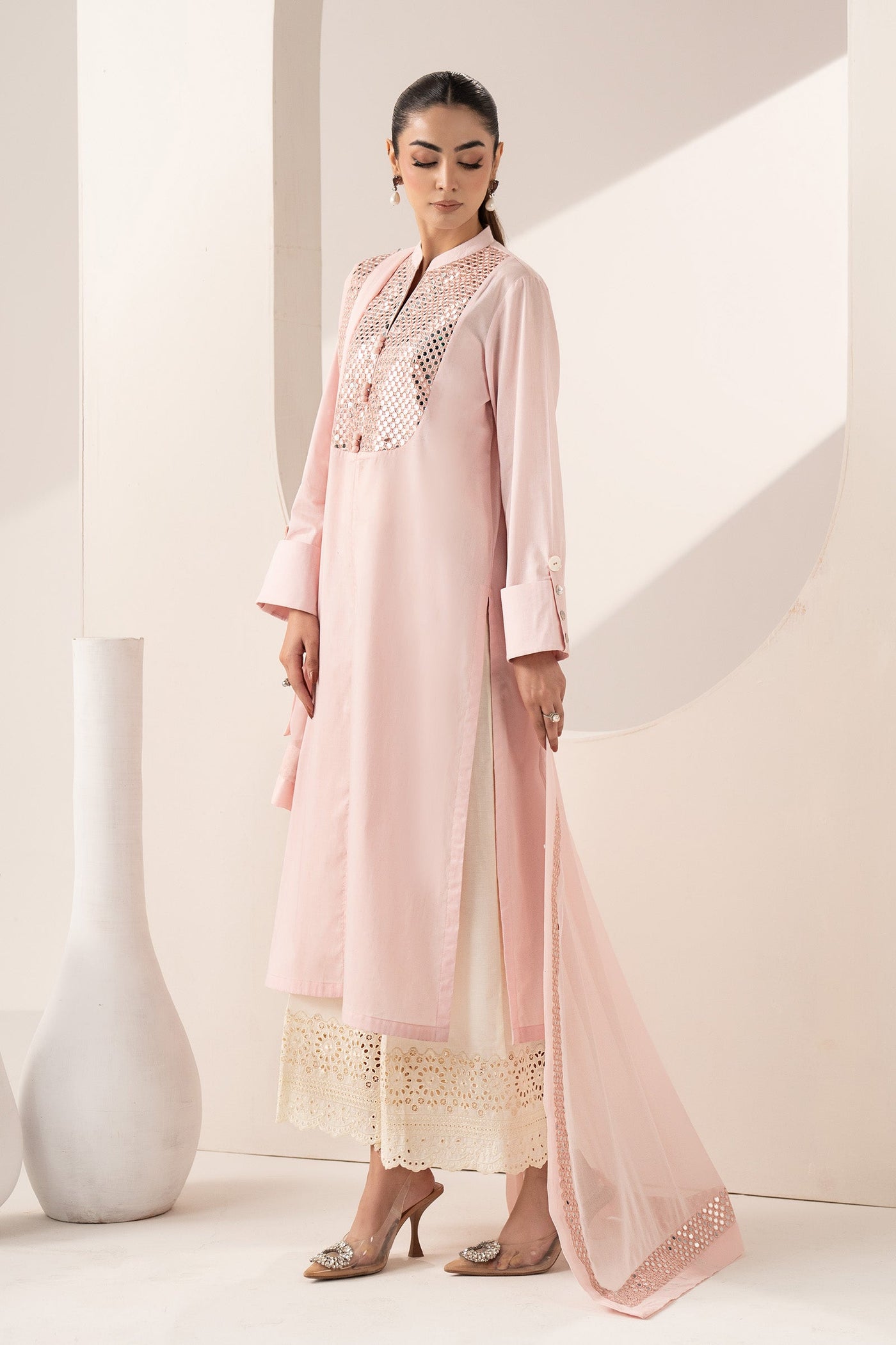 3 Piece Embroidered Dobby Lawn Suit