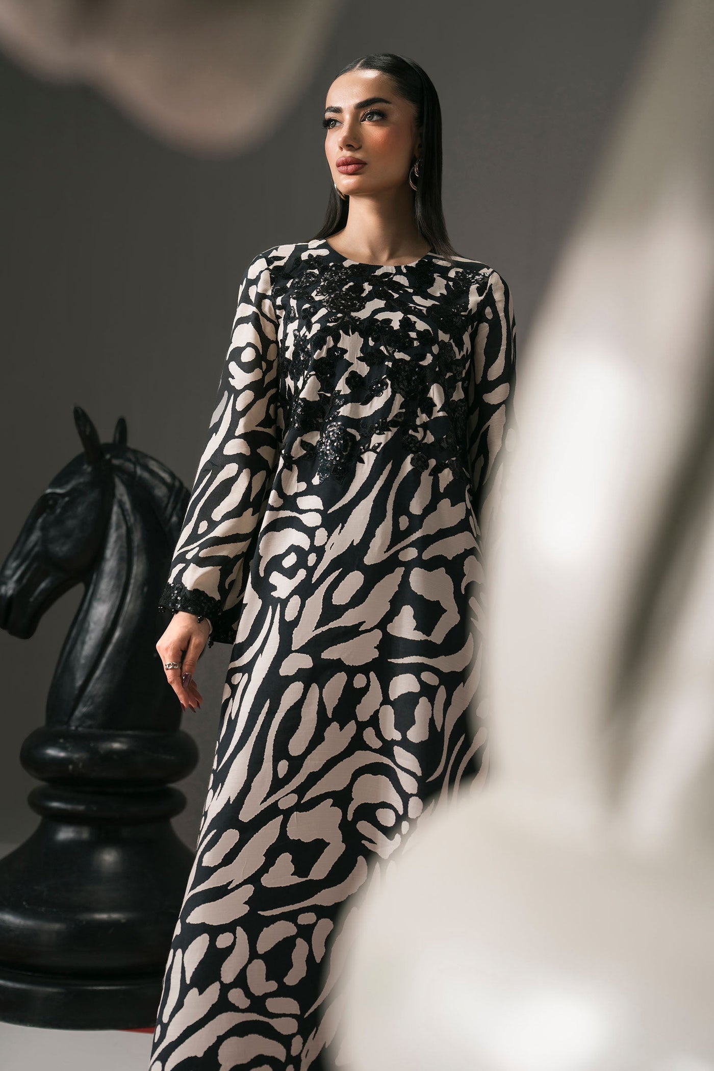 2 Piece Embroidered Raw Silk Suit
