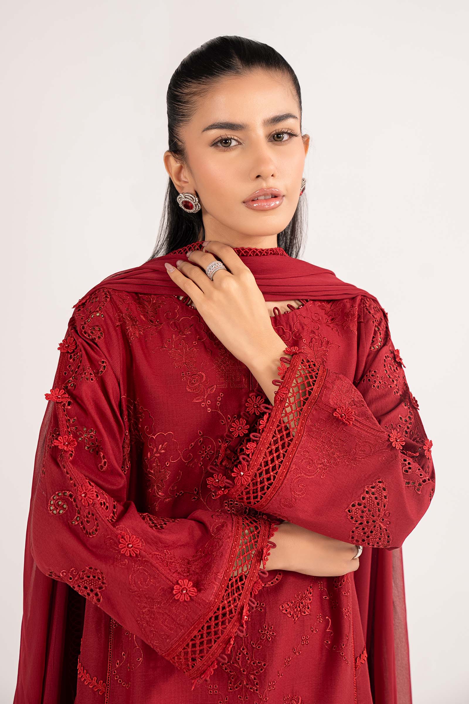 3 Piece Embroidered Dobby Lawn Suit