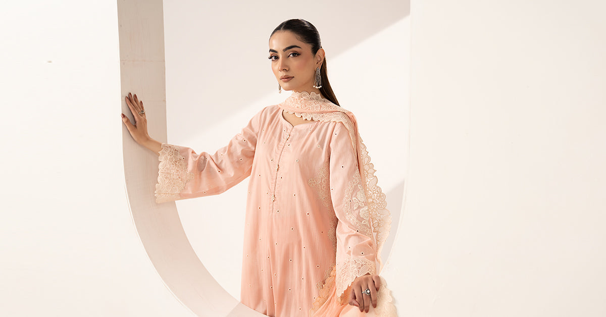 3 Piece Embroidered Dobby Lawn Suit