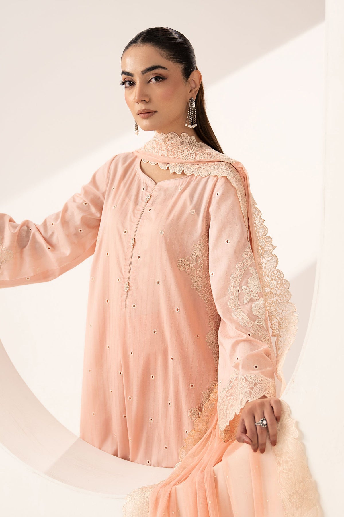 3 Piece Embroidered Dobby Lawn Suit