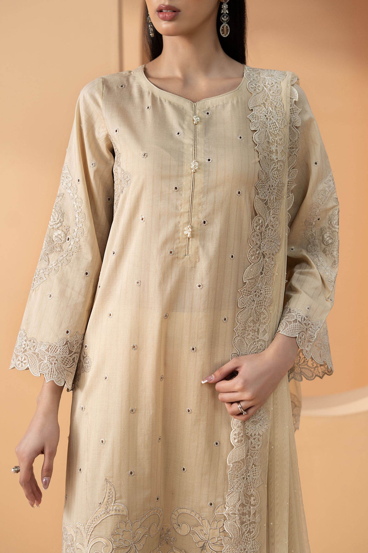 3 Piece Embroidered Dobby Lawn Suit