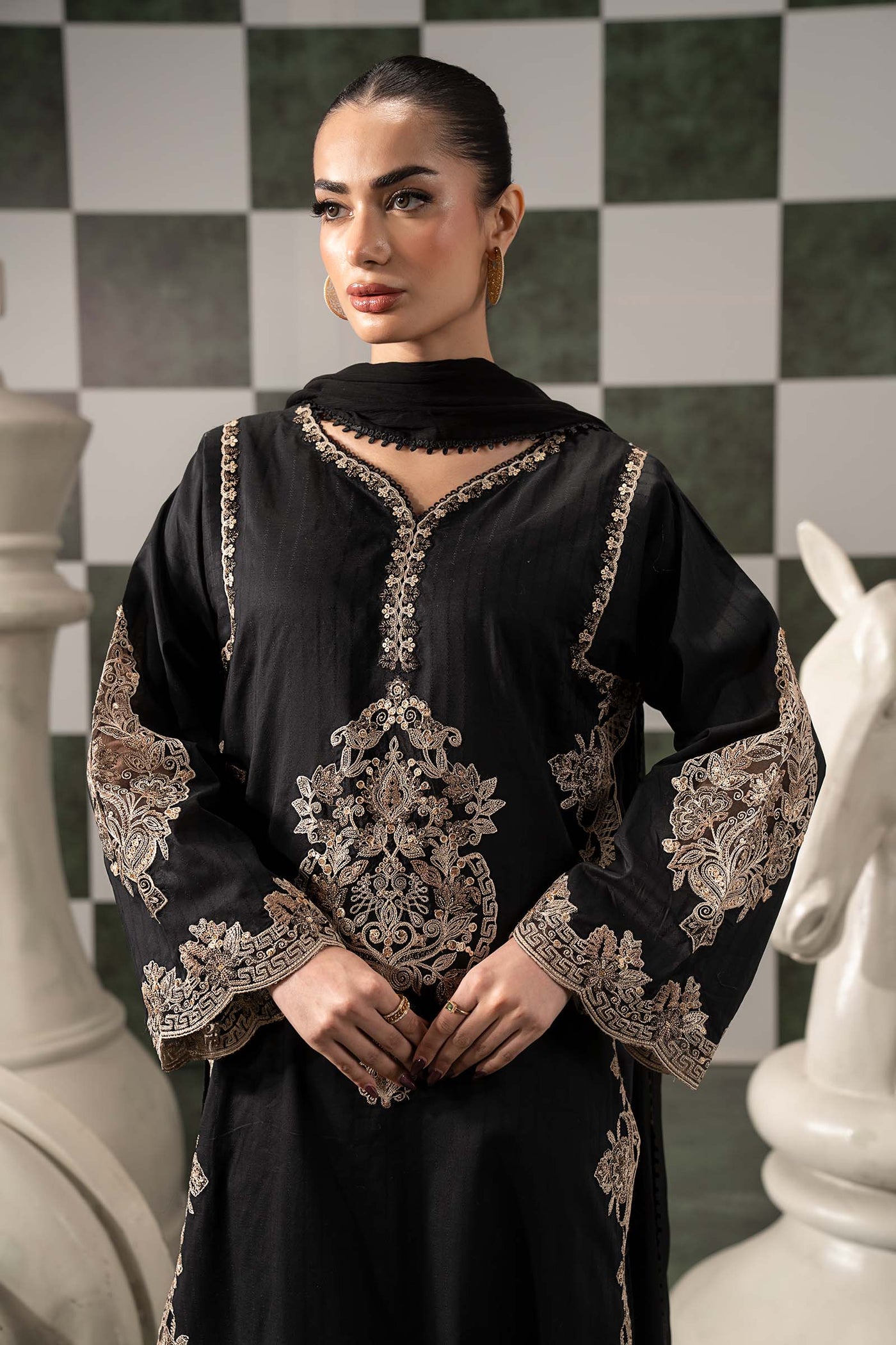 3 Piece Embroidered Dobby Lawn Suit
