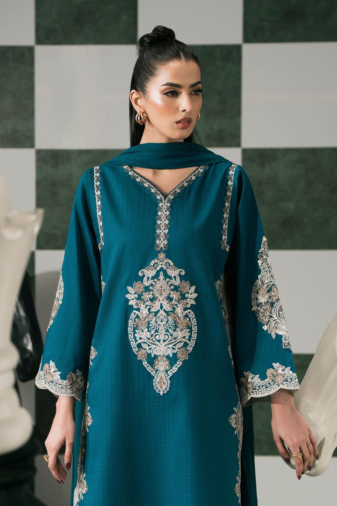 3 Piece Embroidered Dobby Lawn Suit