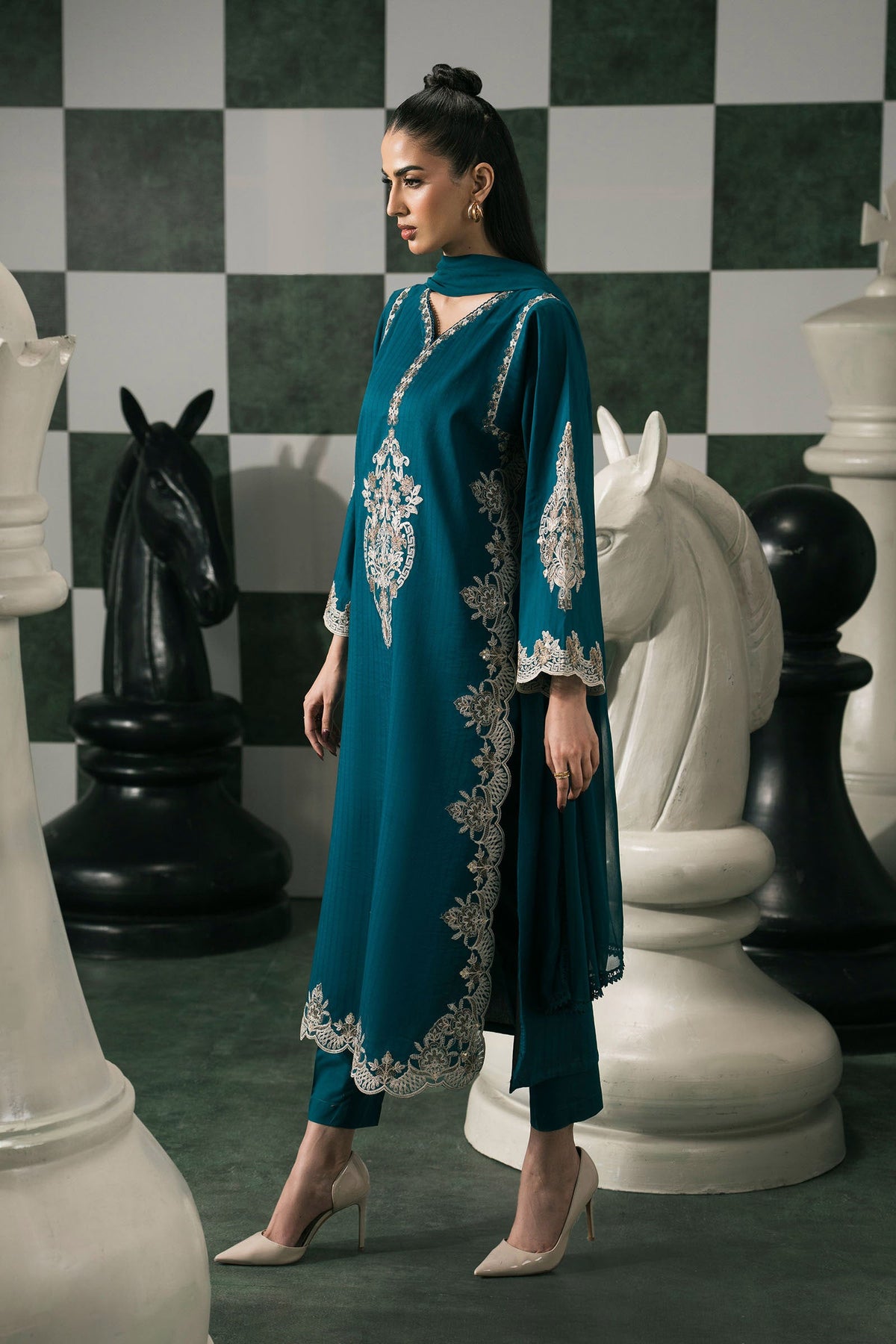 3 Piece Embroidered Dobby Lawn Suit