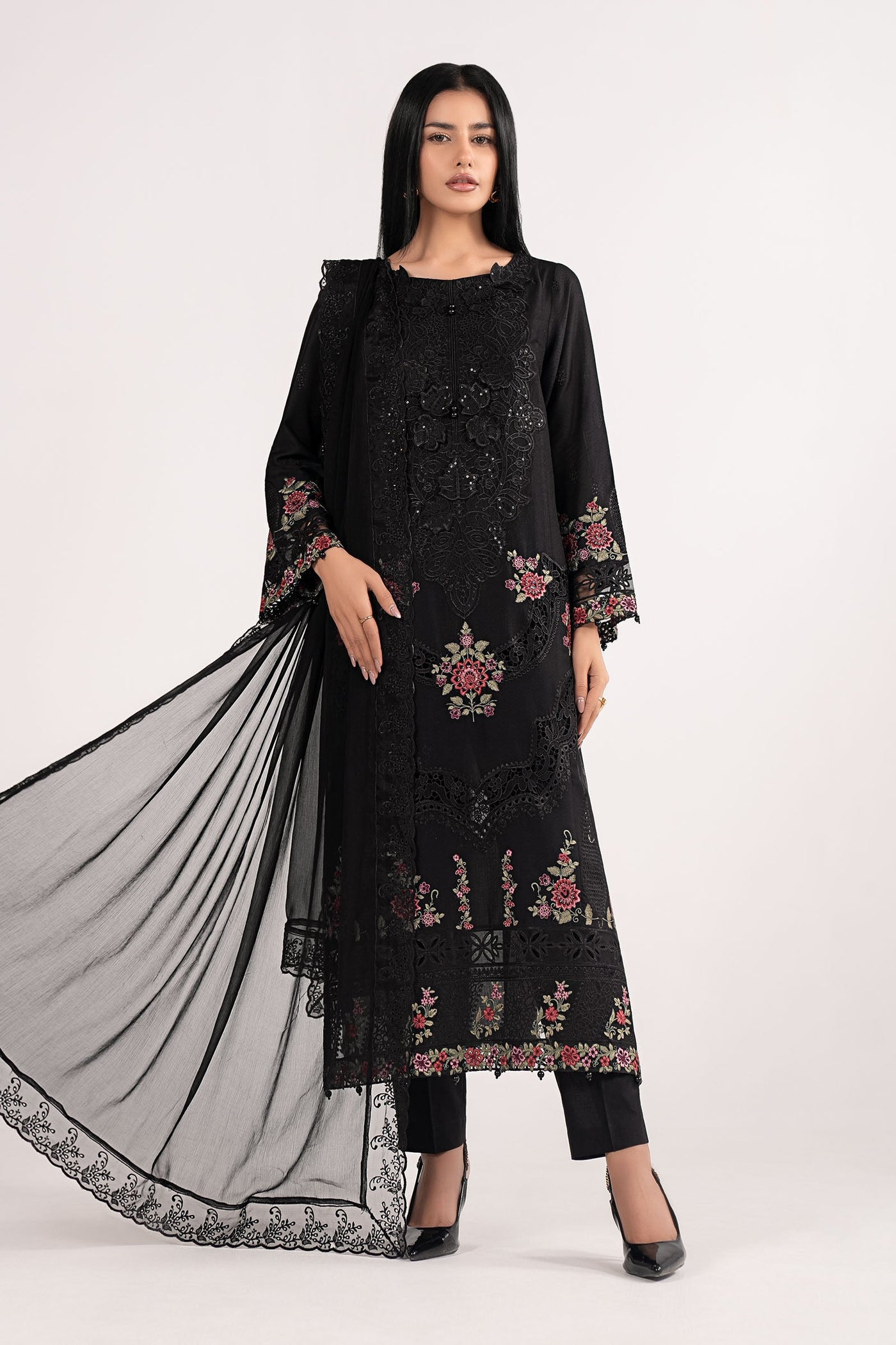 3 Piece Embroidered Dobby Lawn Suit
