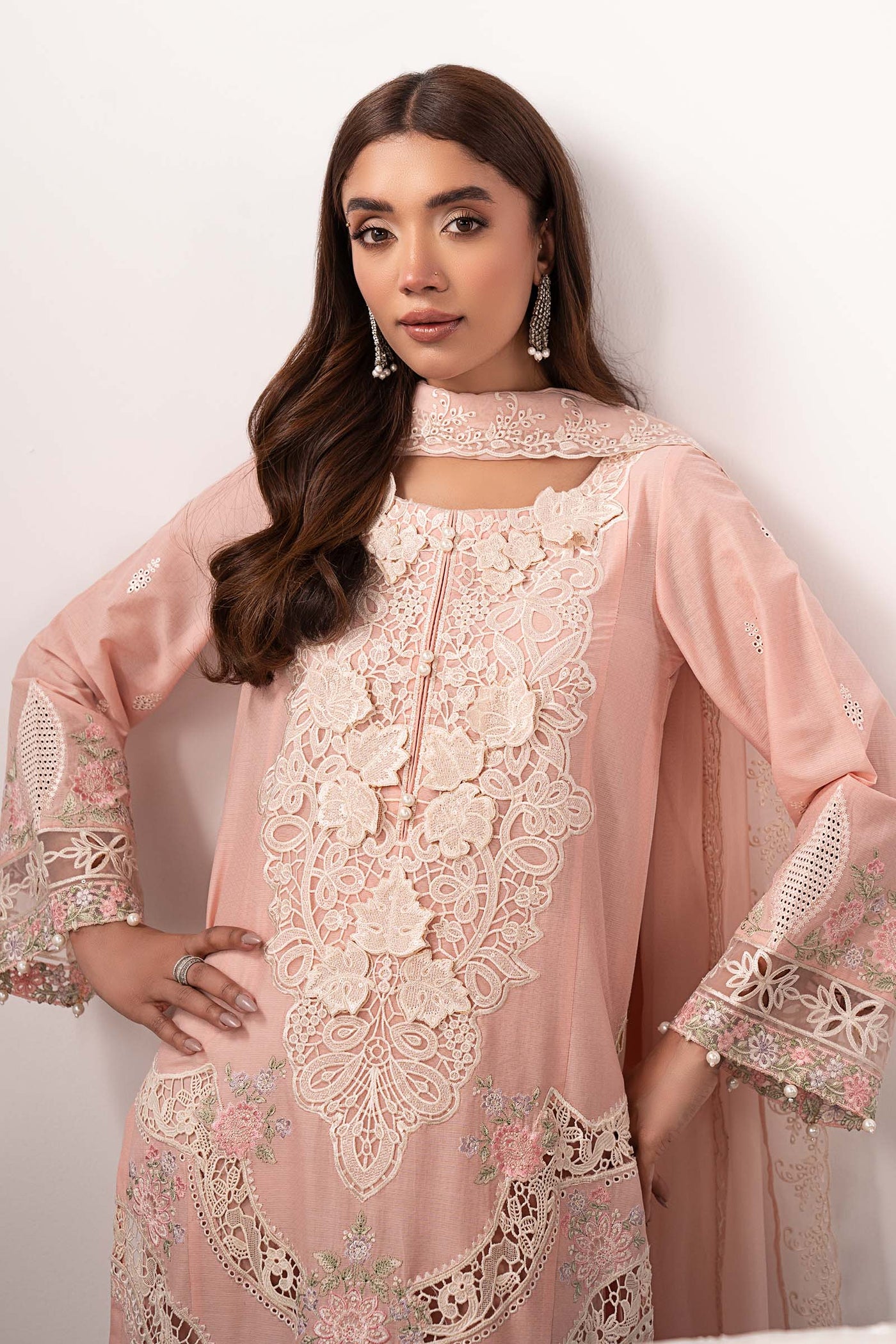 3 Piece Embroidered Dobby Lawn Suit