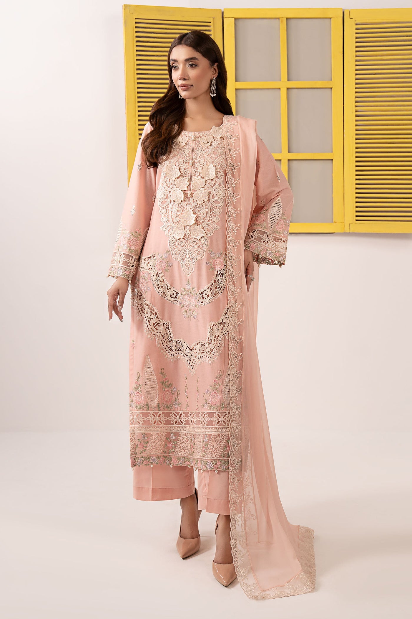 3 Piece Embroidered Dobby Lawn Suit