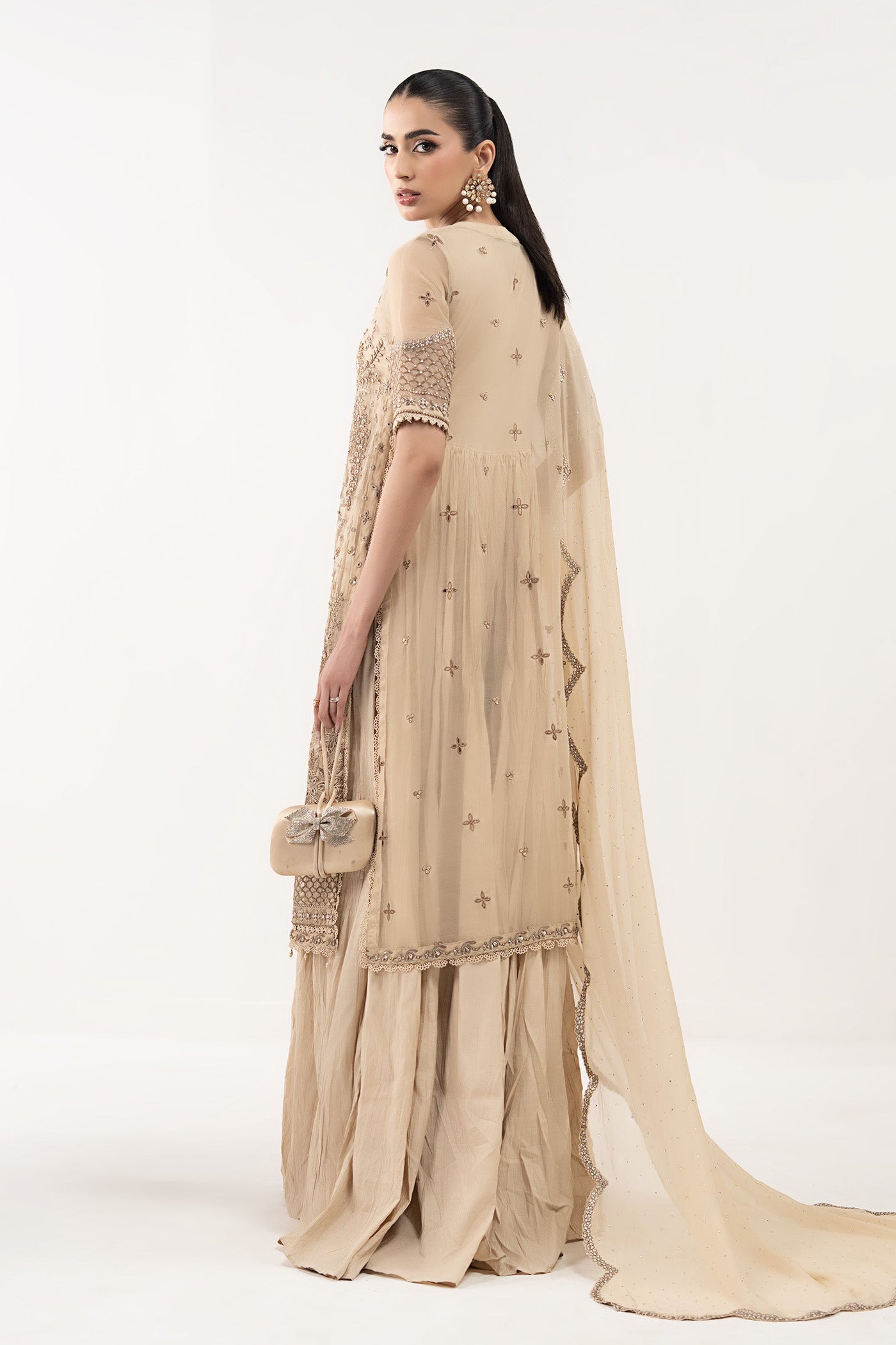 3 Piece Embroidered Organza Suit