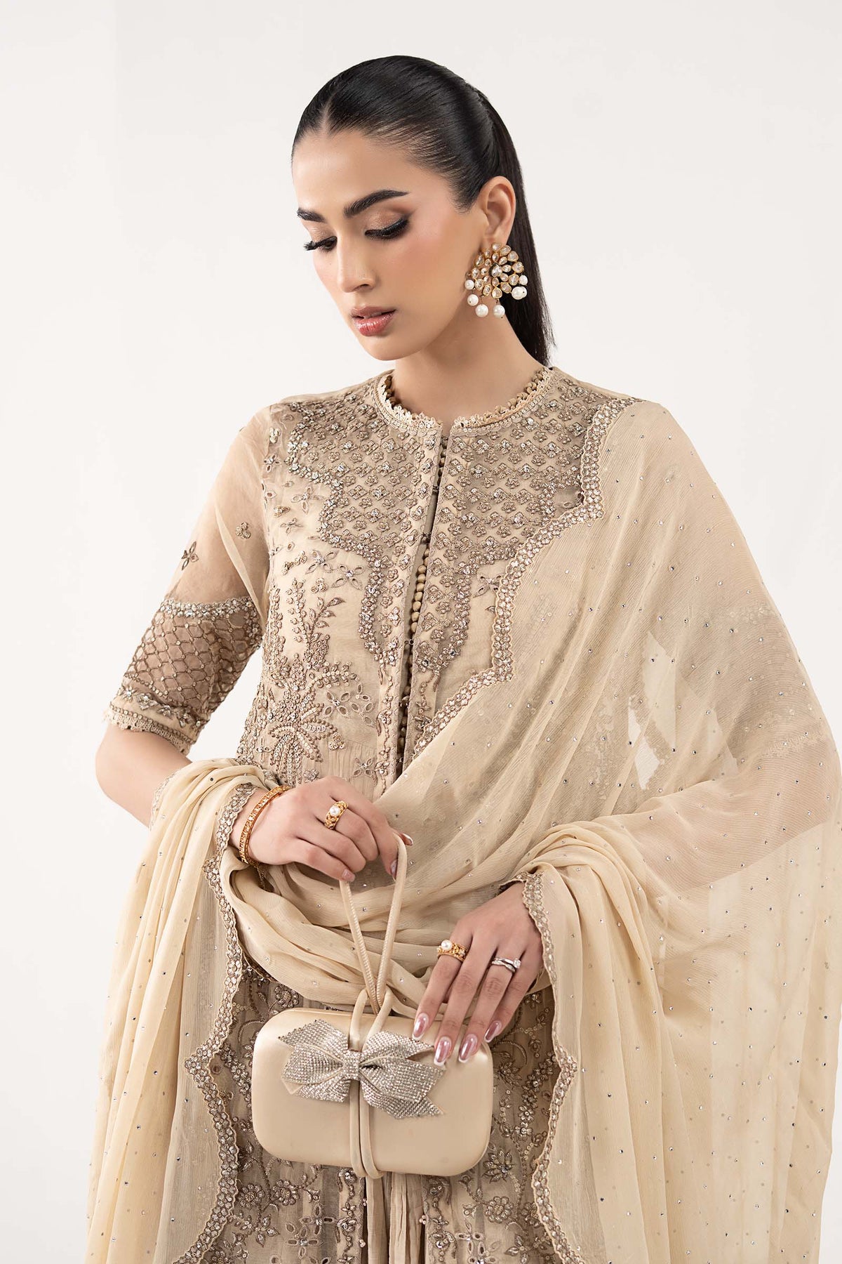 3 Piece Embroidered Organza Suit