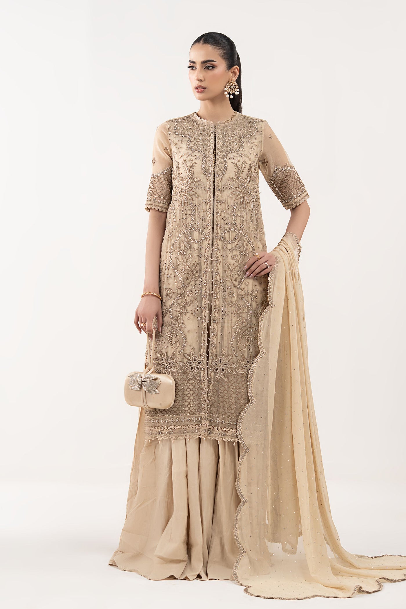 3 Piece Embroidered Organza Suit