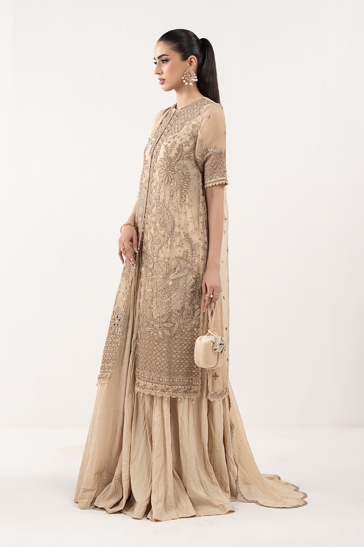3 Piece Embroidered Organza Suit