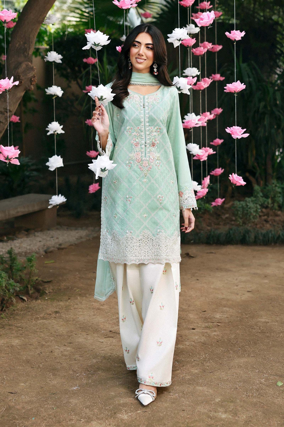 3 Piece Embroidered Dobby Lawn Suit