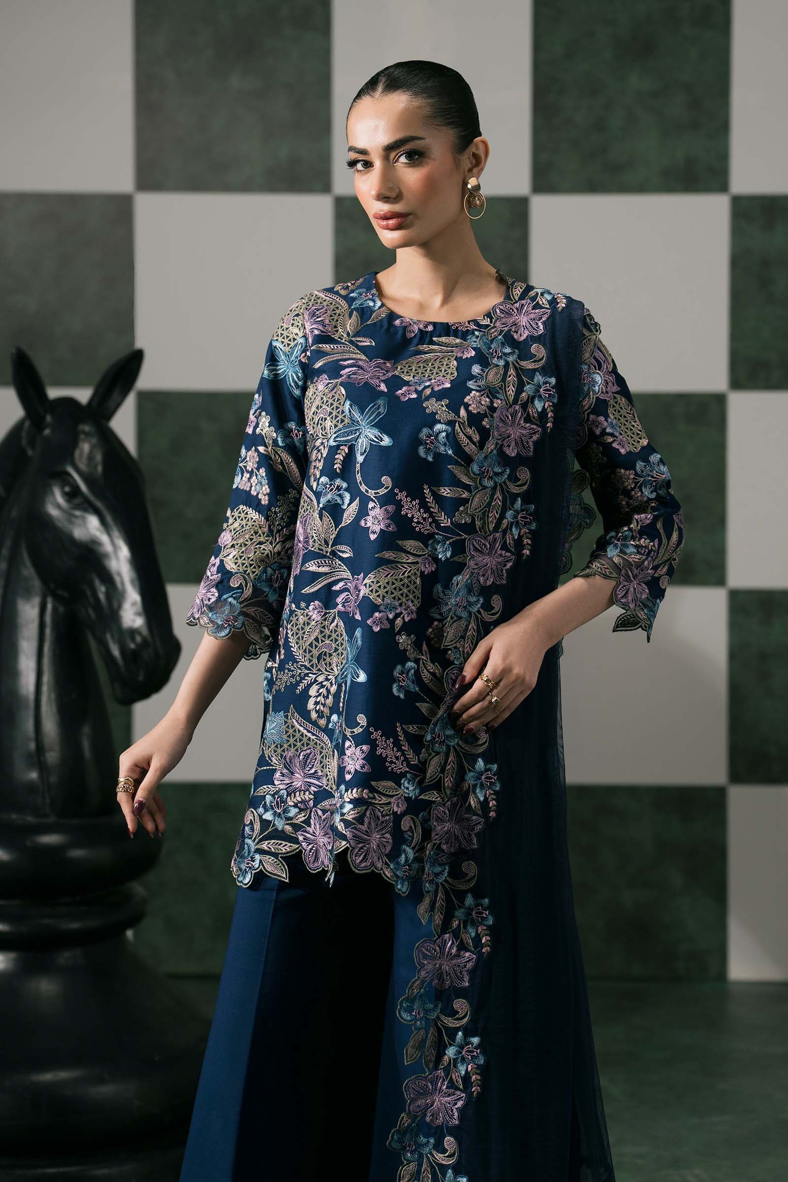 3 Piece Embroidered Dobby Lawn Suit