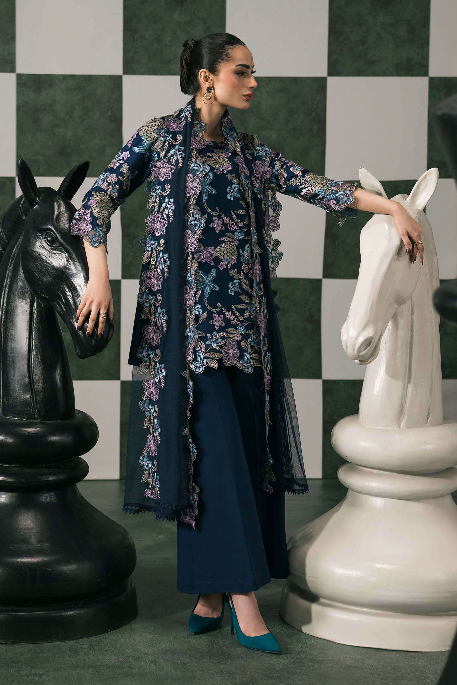 3 Piece Embroidered Dobby Lawn Suit