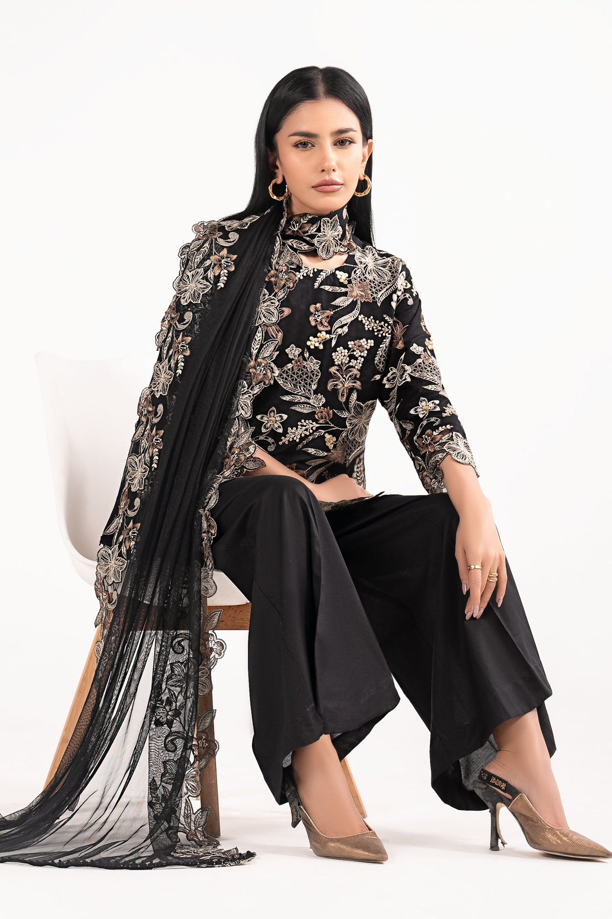 3 Piece Embroidered Dobby Lawn Suit