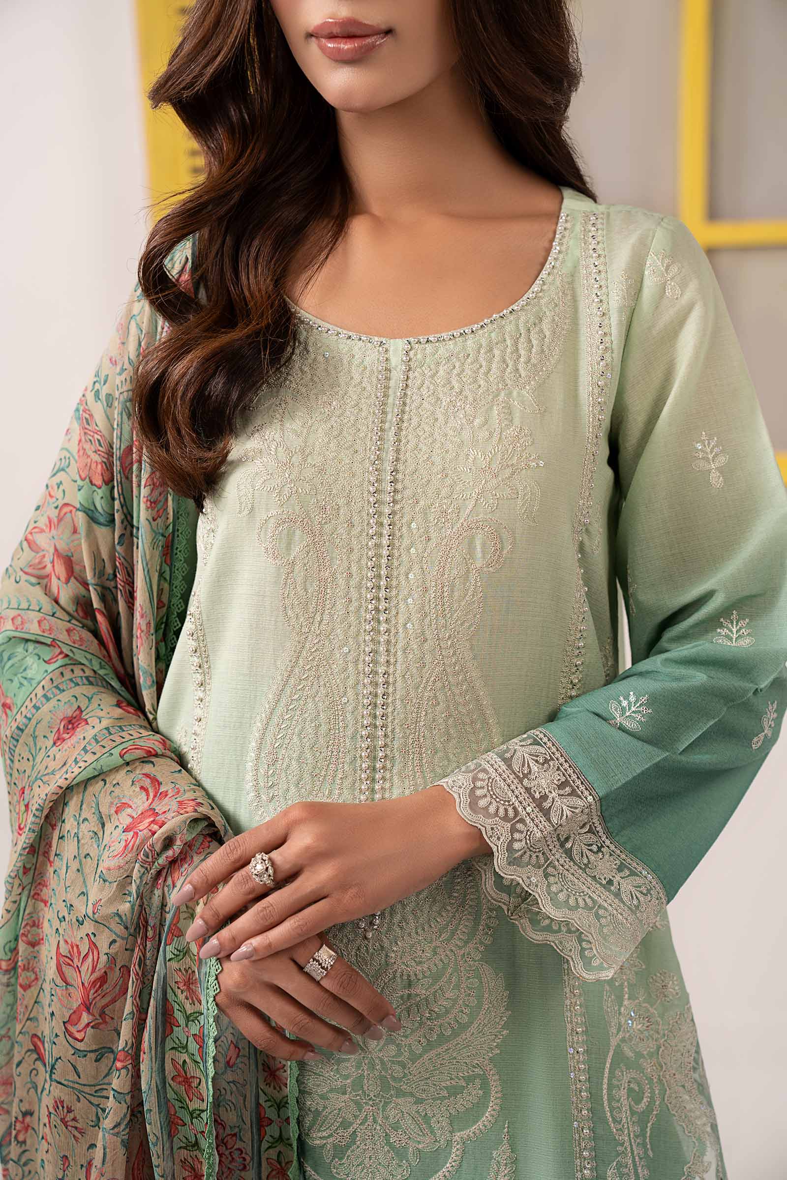3 Piece Embroidered Dobby Lawn Suit