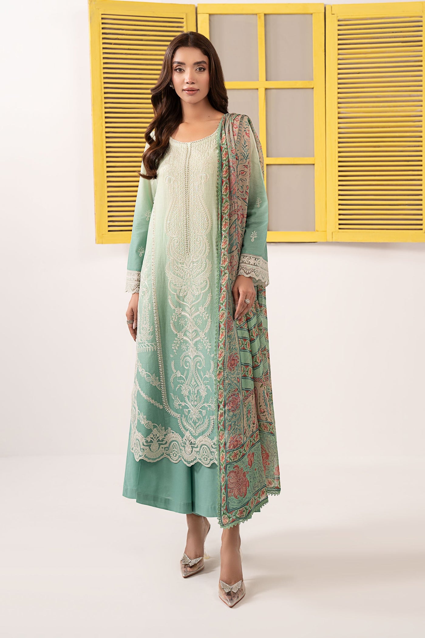 3 Piece Embroidered Dobby Lawn Suit
