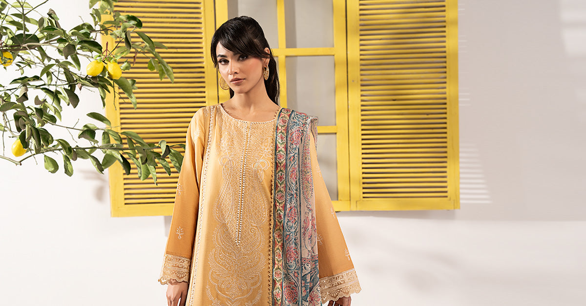 3 Piece Embroidered Dobby Lawn Suit