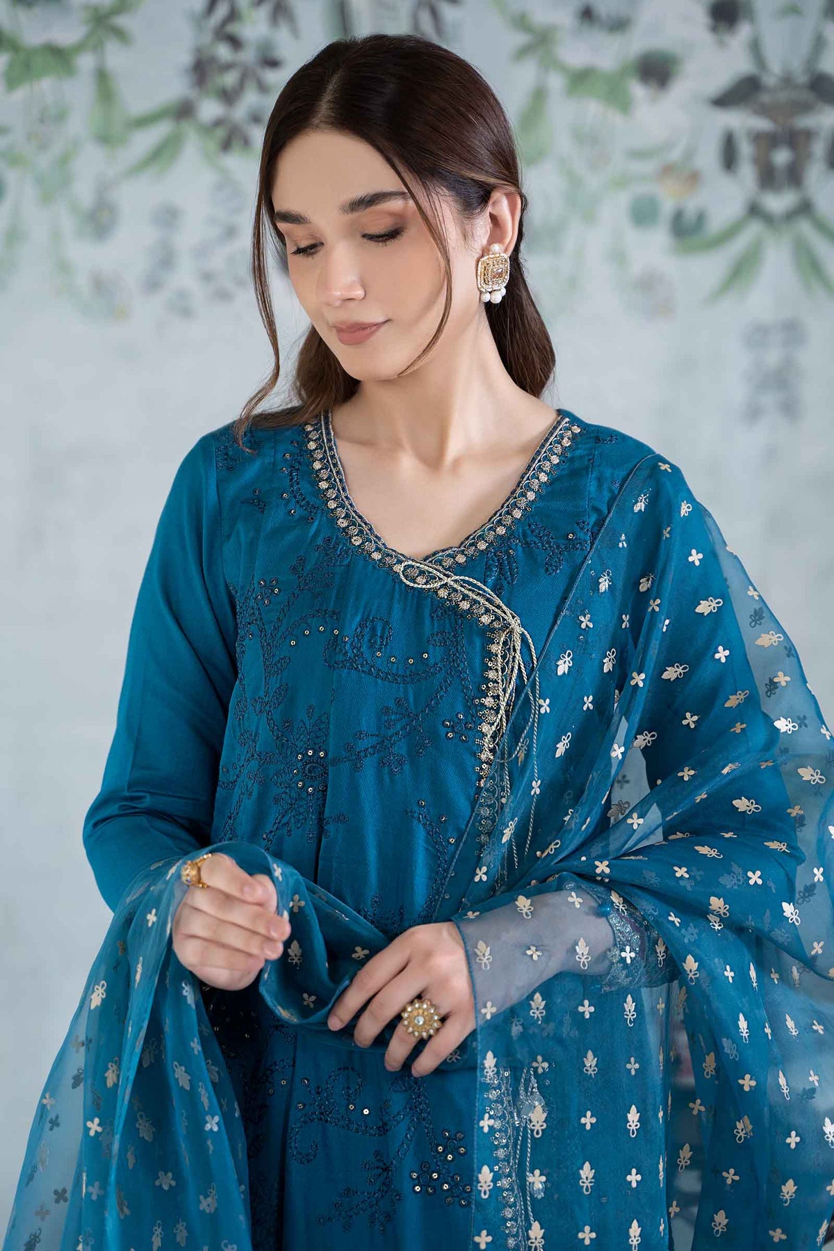 3 Piece Embroidered Net Suit