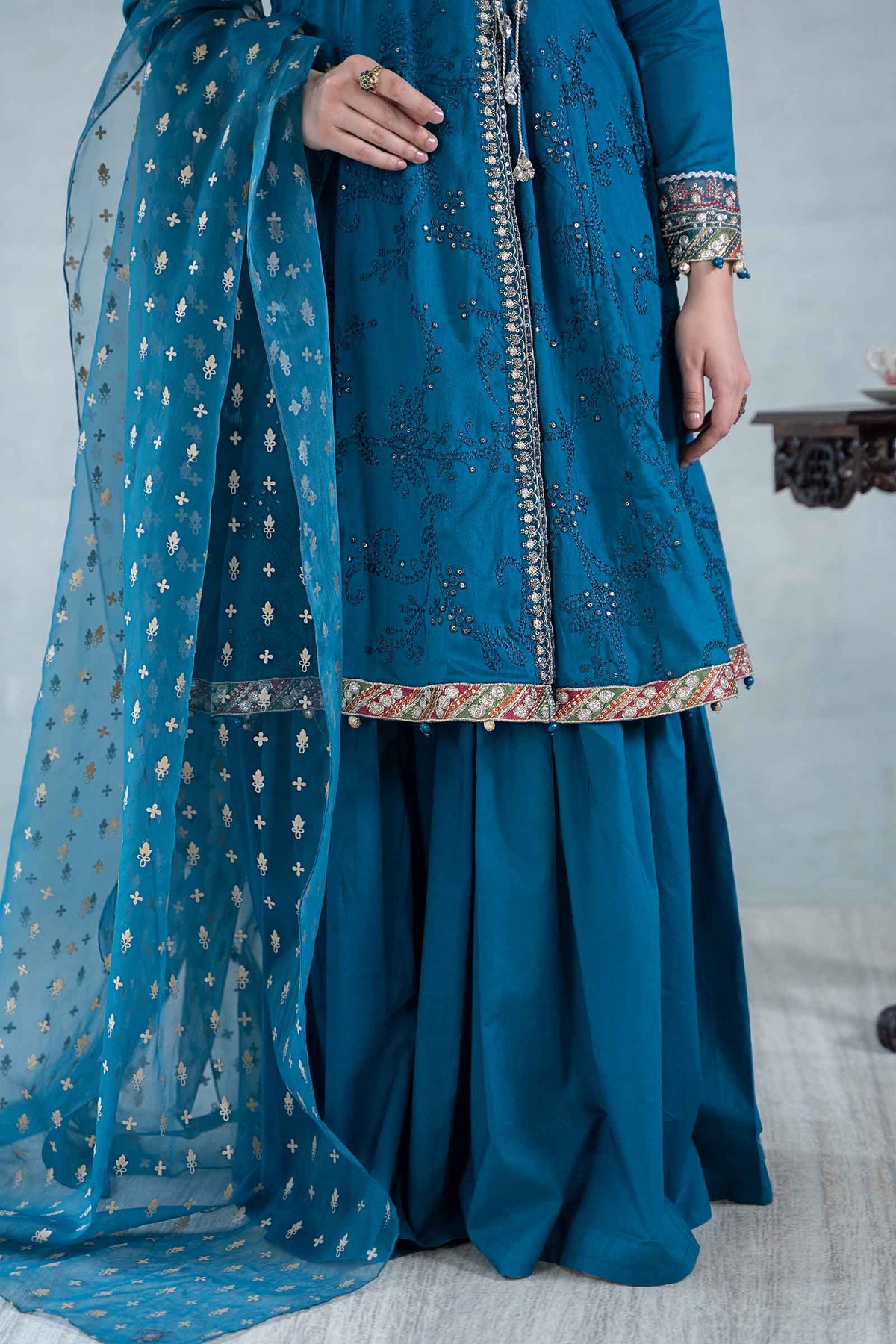 3 Piece Embroidered Net Suit