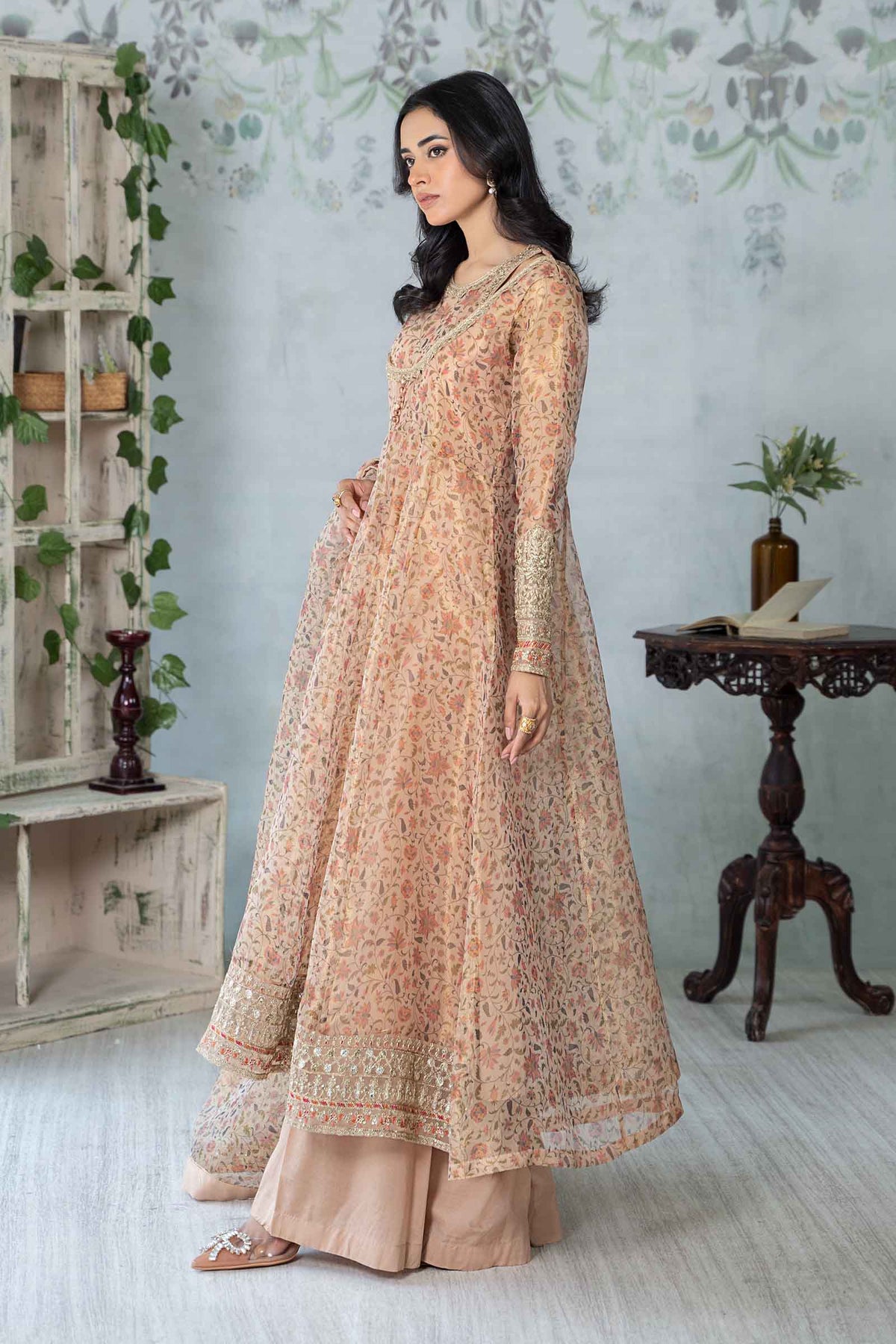 3 Piece Printed Cotton Net Suit