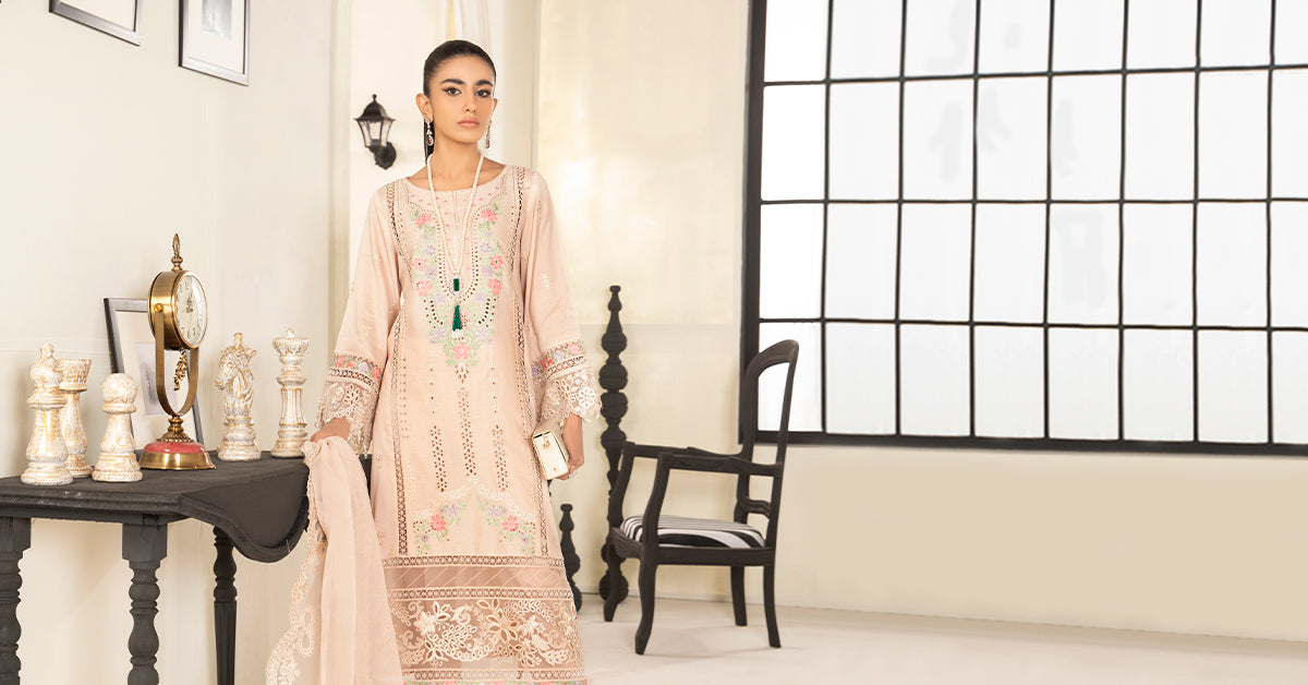 3 Piece Embroidered Dobby Suit