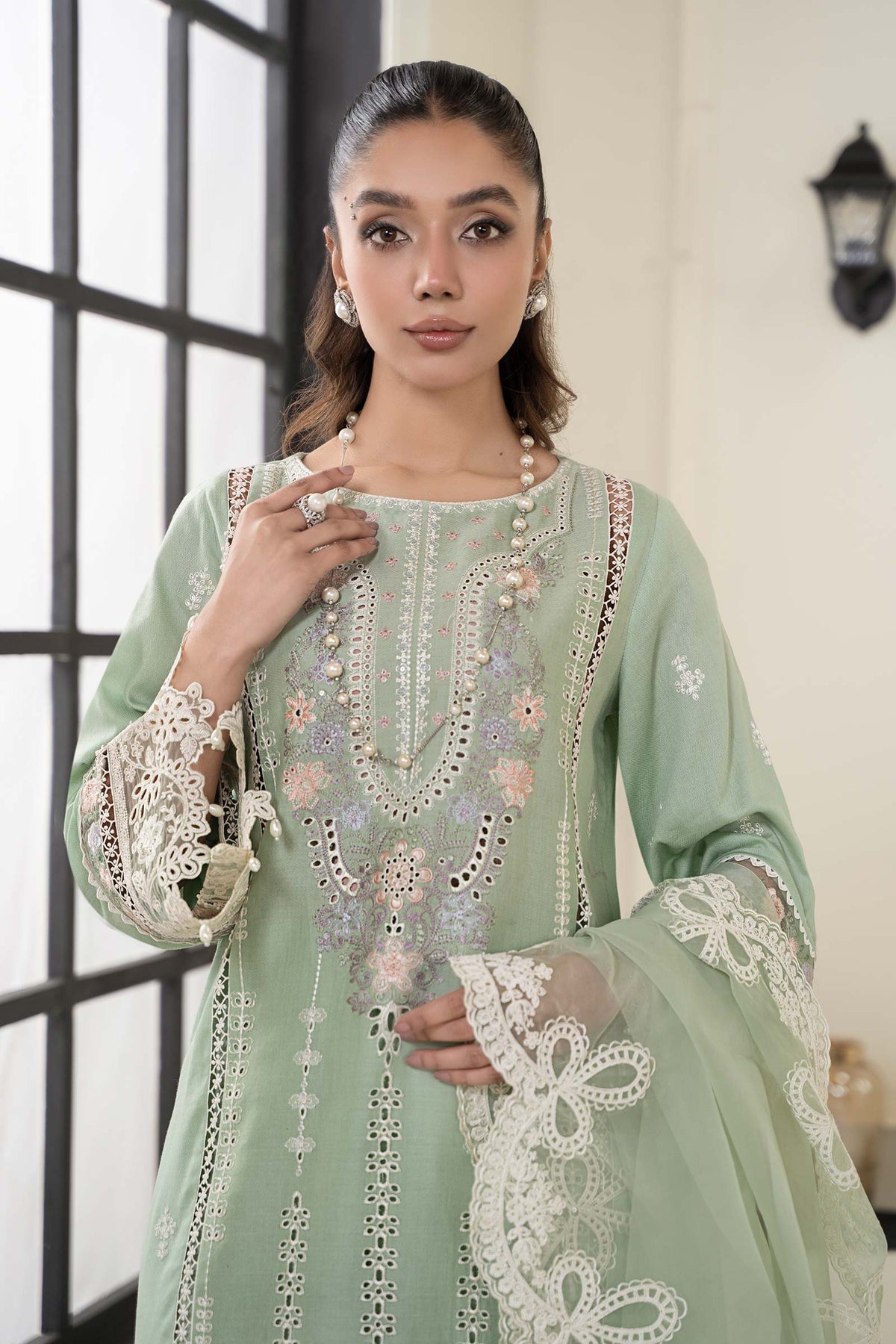 3 Piece Embroidered Dobby Suit