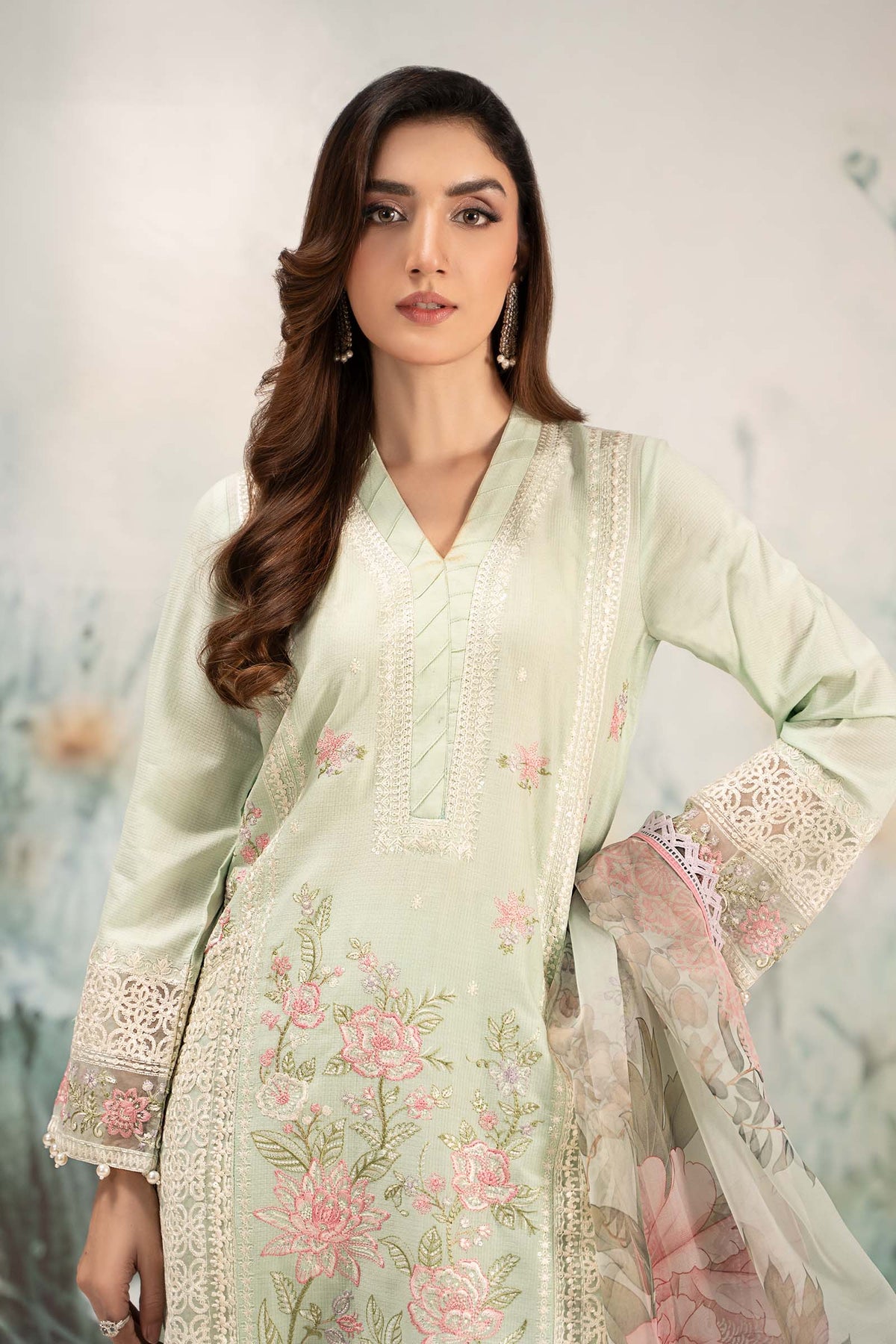 3 Piece Embroidered Dobby Lawn Suit