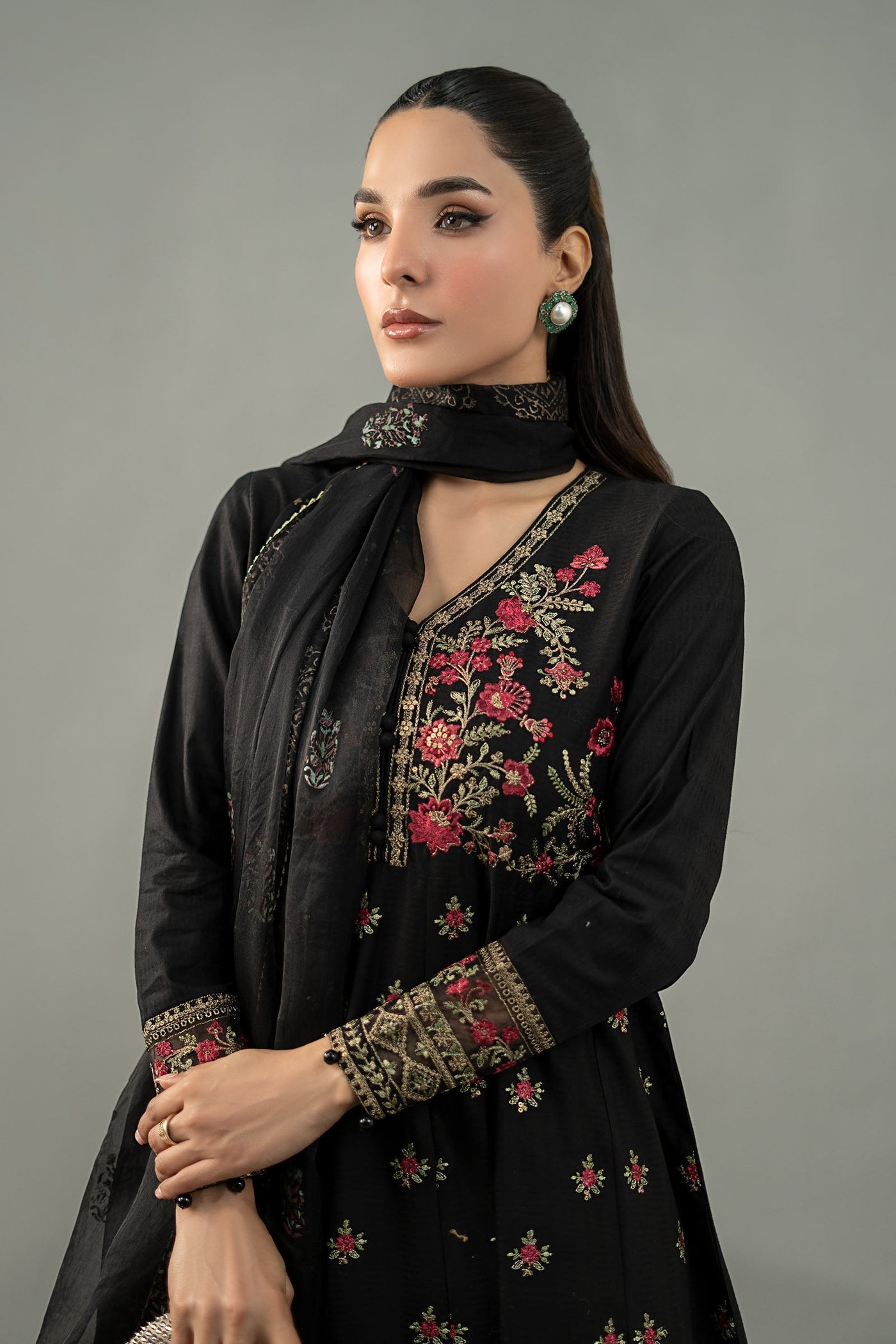 3 Piece Embroidered Dobby Lawn Suit