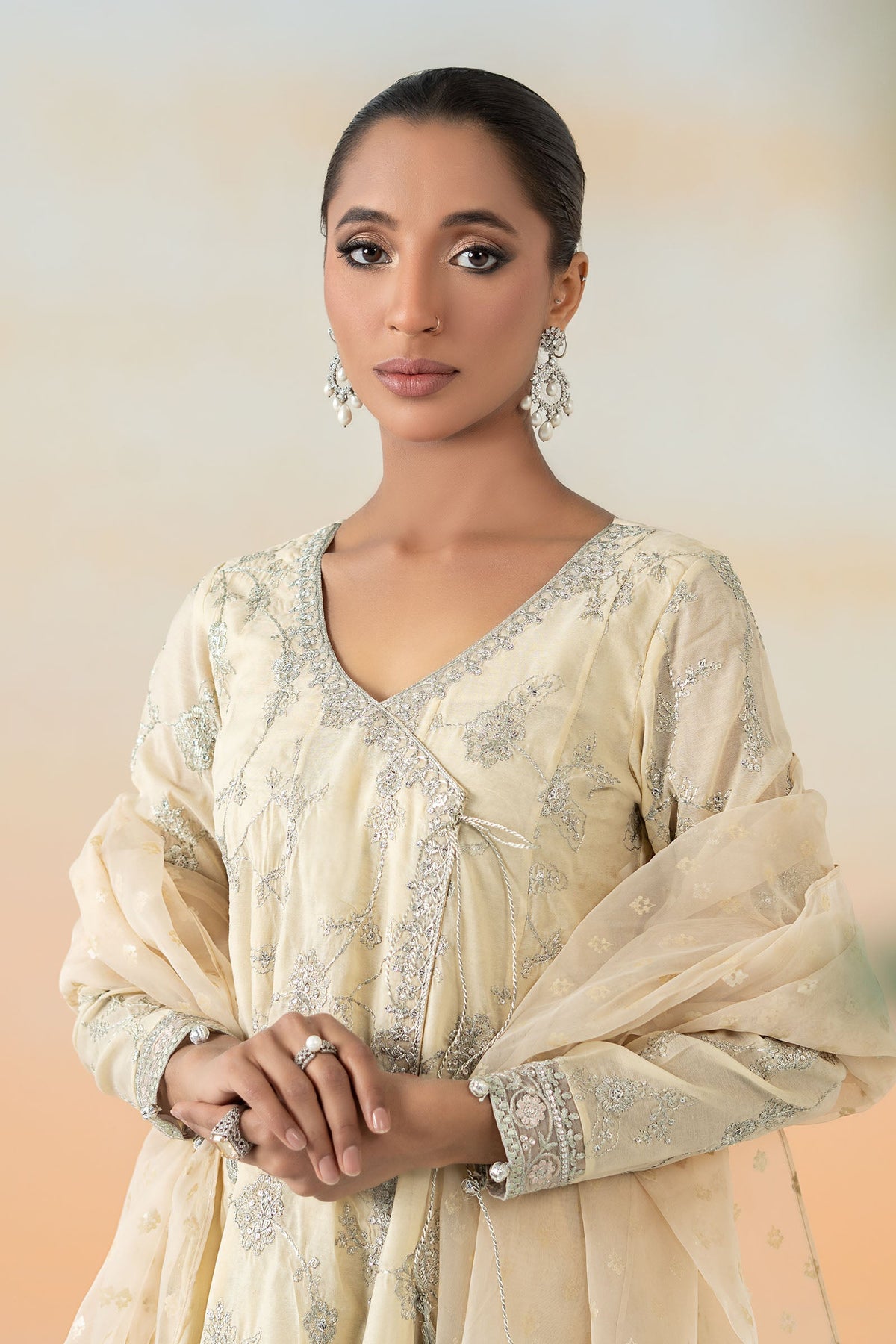 3 Piece Embroidered Paper Cotton Suit