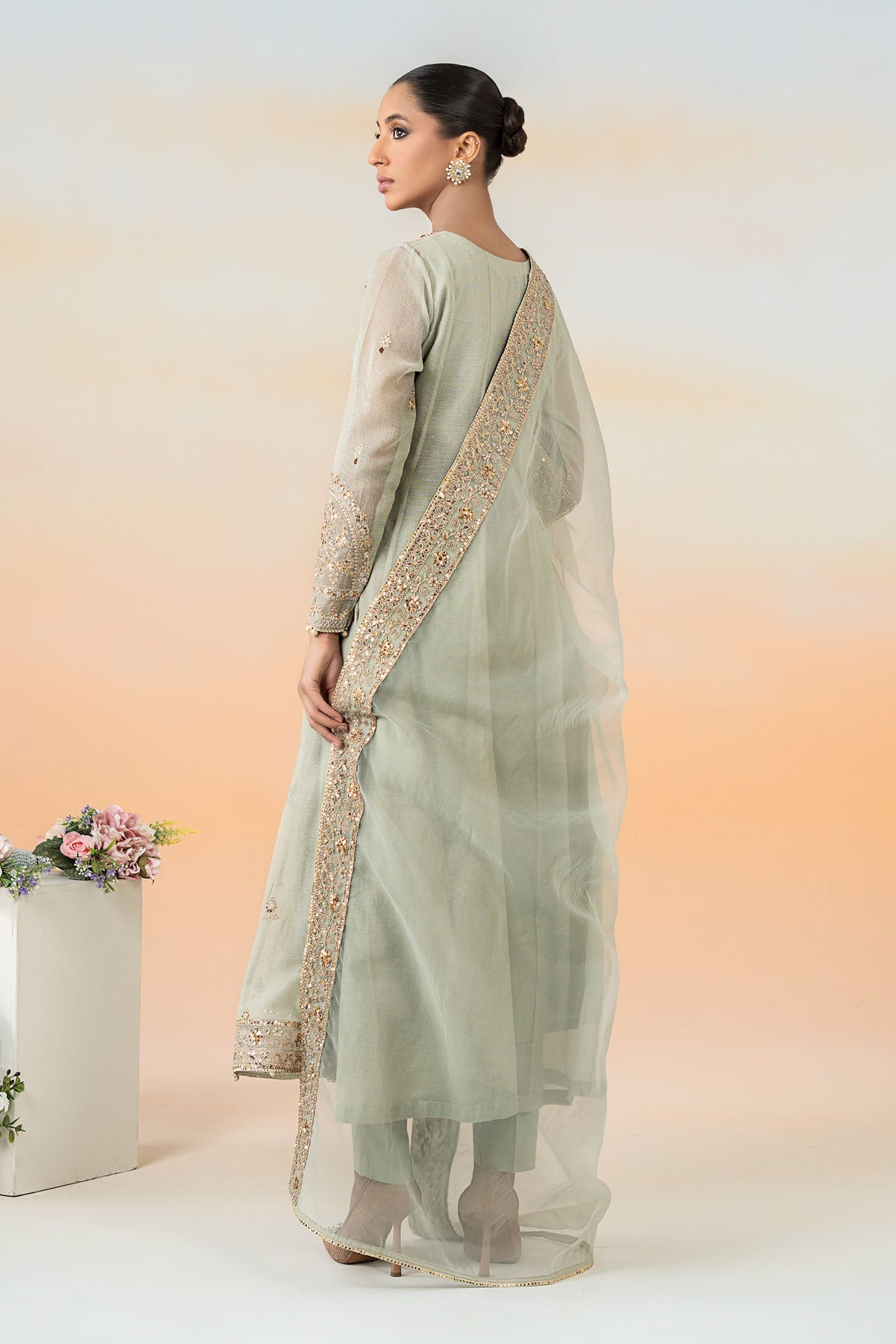 3 Piece Embroidered Cotton Net Suit