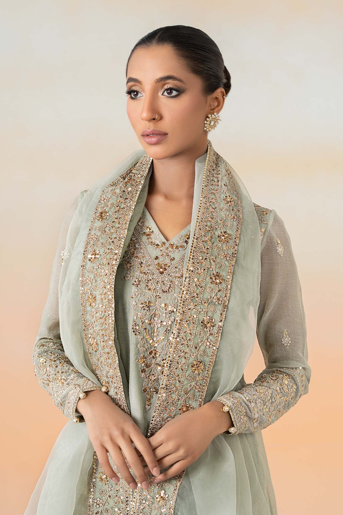3 Piece Embroidered Cotton Net Suit