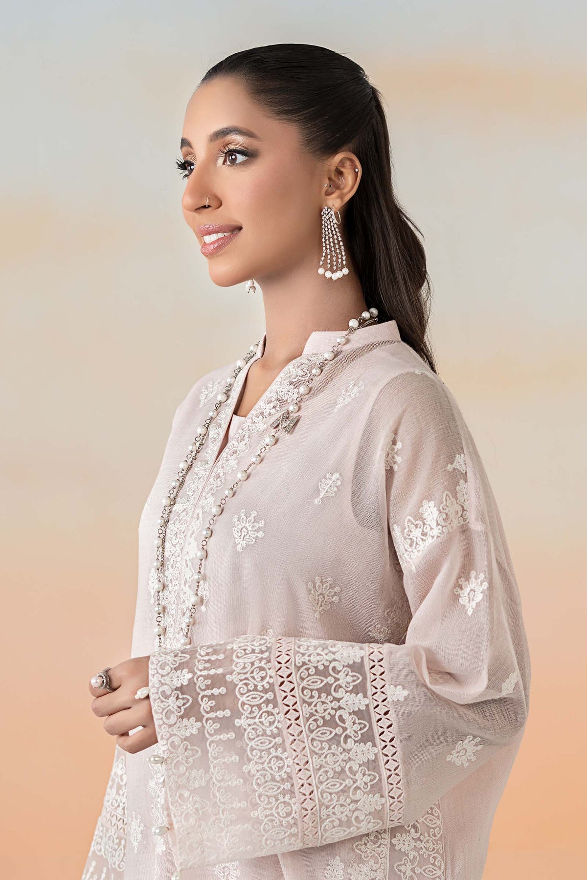 3 Piece Embroidered Cotton Net Suit
